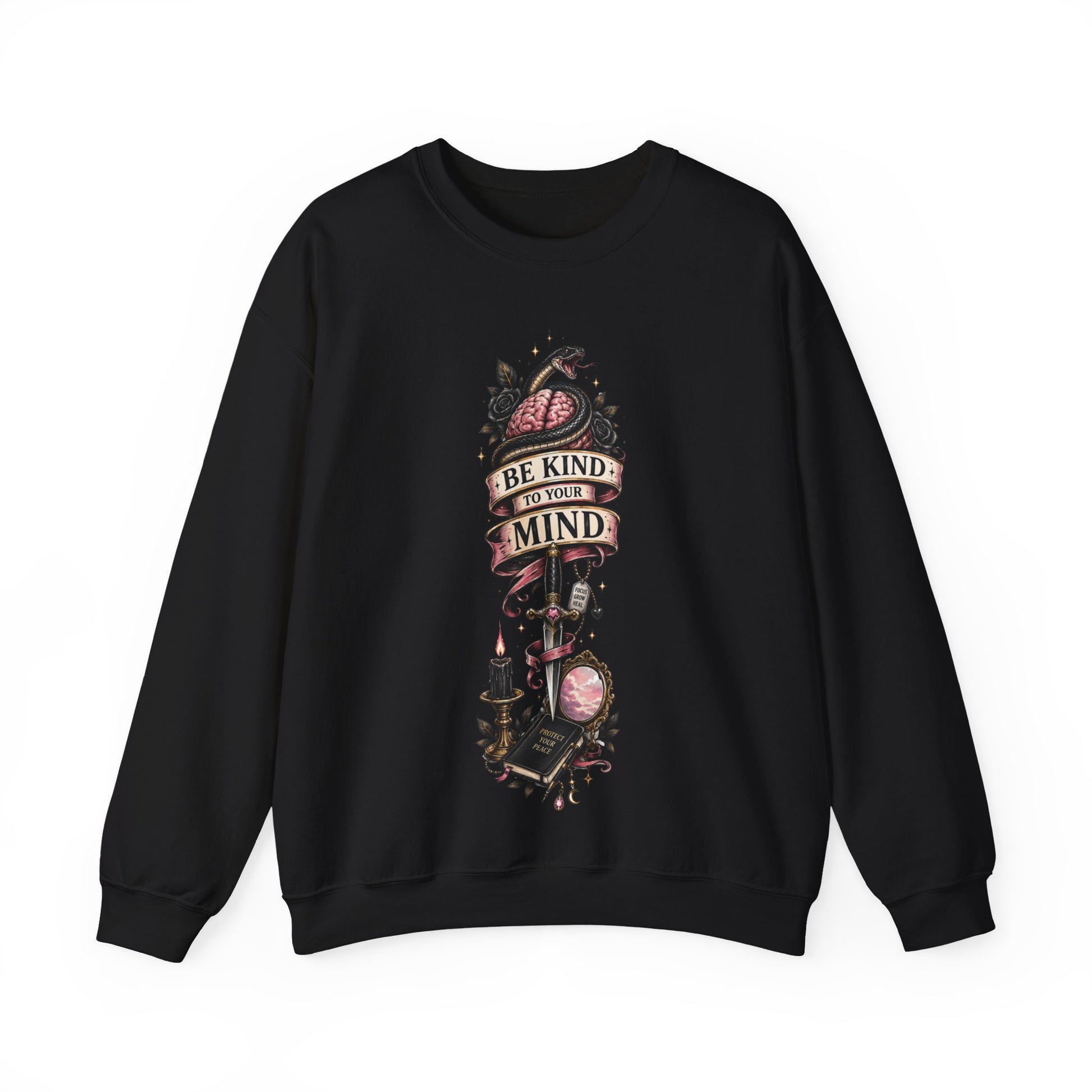 Be Kind to Your Mind Crewneck Sweatshirt | Mental Health Gift | Floral Tattoo Design