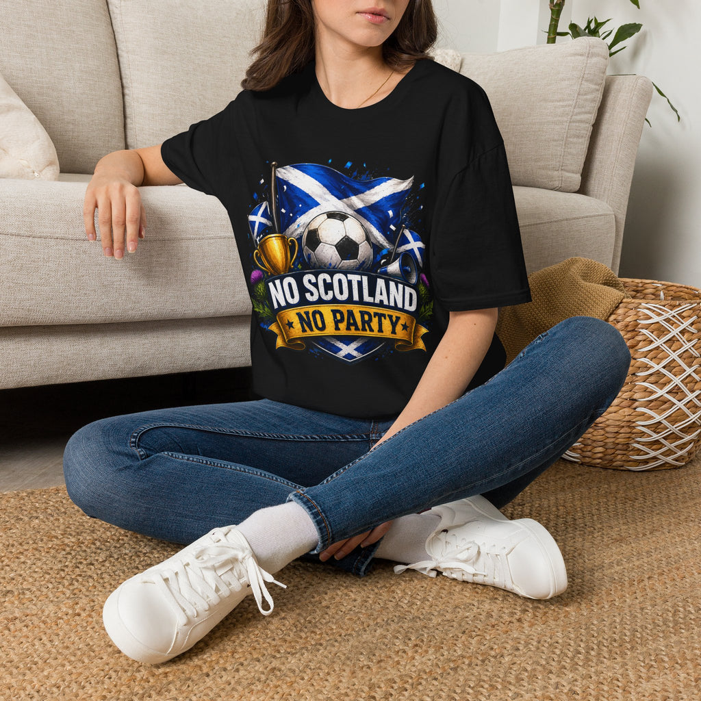 Football World Cup T‑Shirt — 'No Scotland No Party' Soccer Scotland Flag Tee