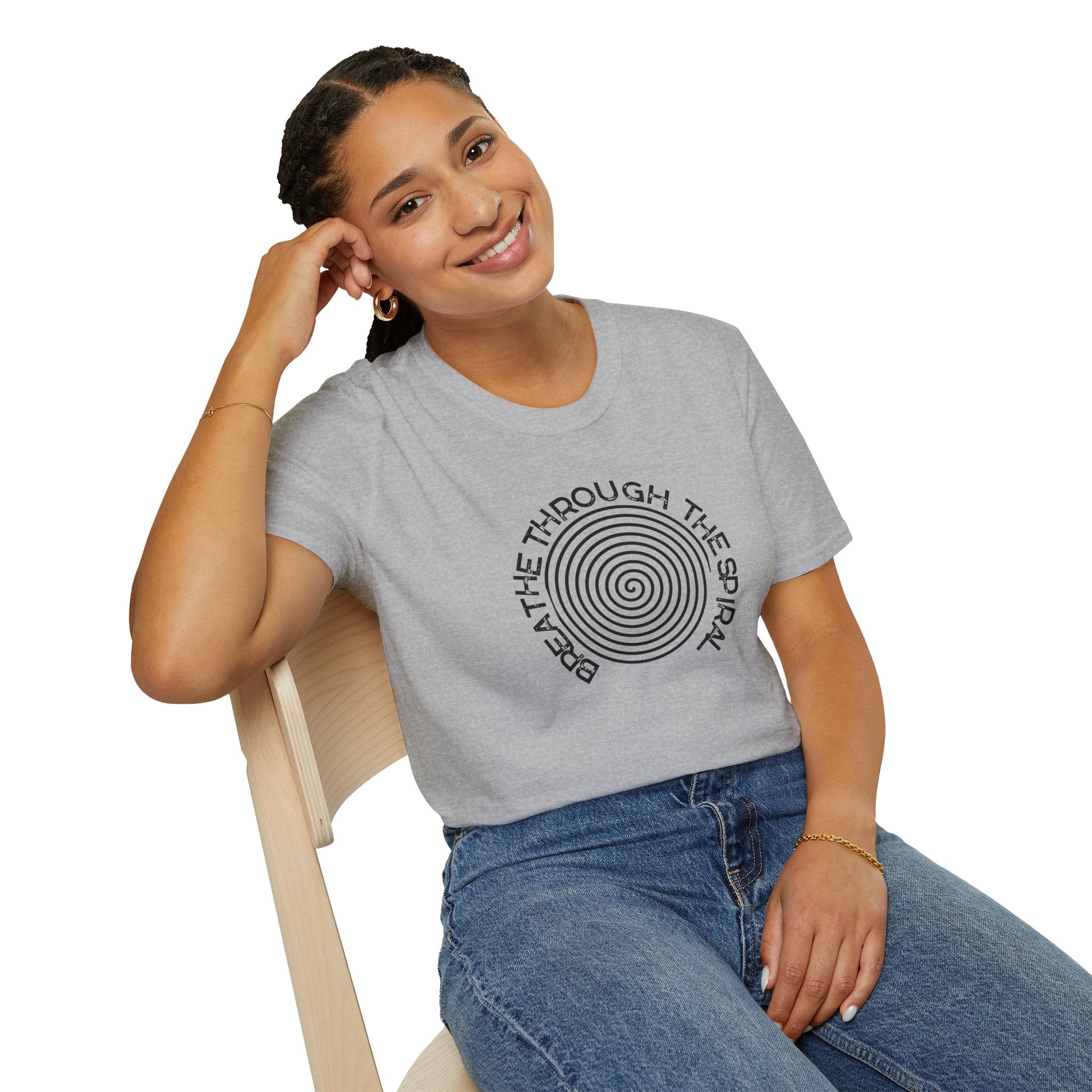 Mental Health Breathe Through the Spiral T-Shirt — Mindful Spiral Graphic Tee for Meditation & Relaxation