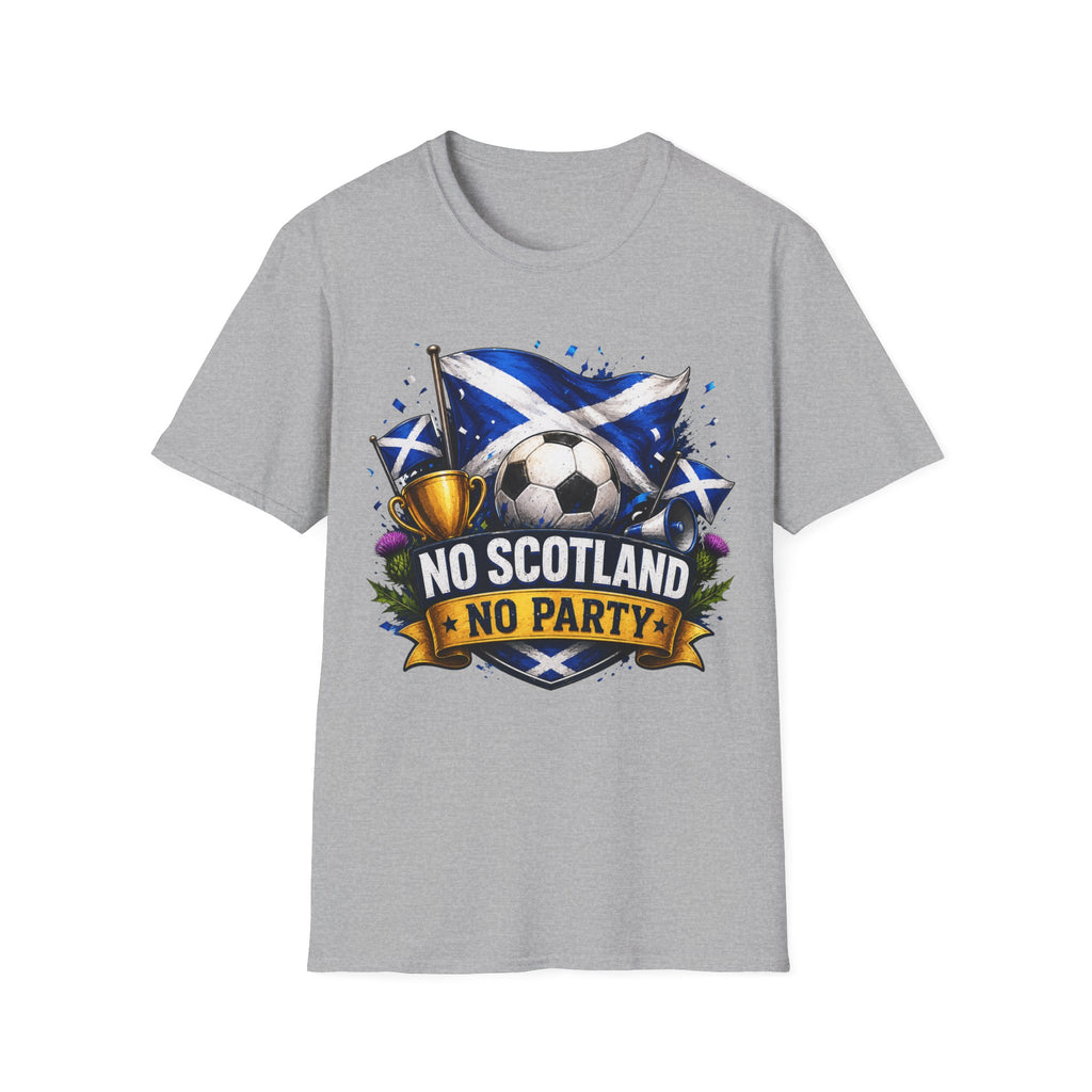 Football World Cup T‑Shirt — 'No Scotland No Party' Soccer Scotland Flag Tee