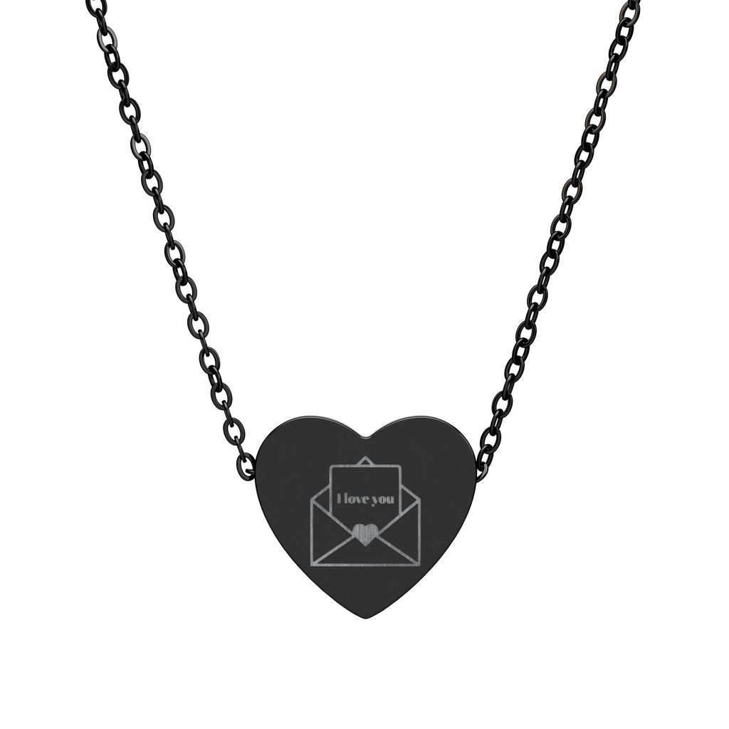 Engraved Heart Necklace Envelope Necklace — Love Letter Pendant - Meaningful Gift For Her