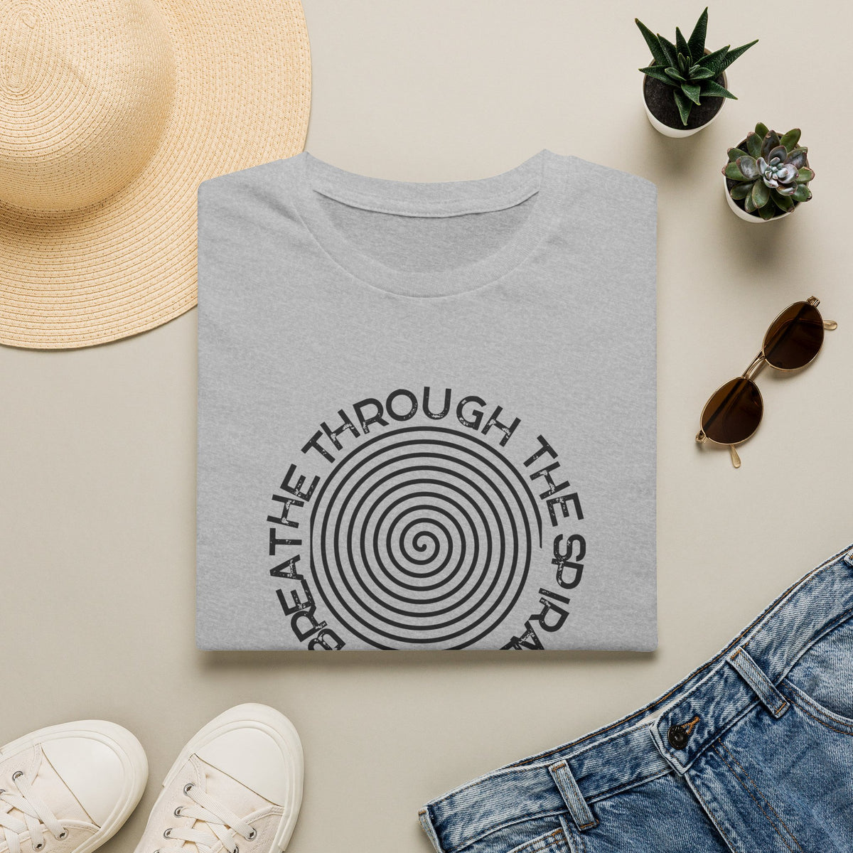 Mental Health Breathe Through the Spiral T-Shirt — Mindful Spiral Graphic Tee for Meditation & Relaxation