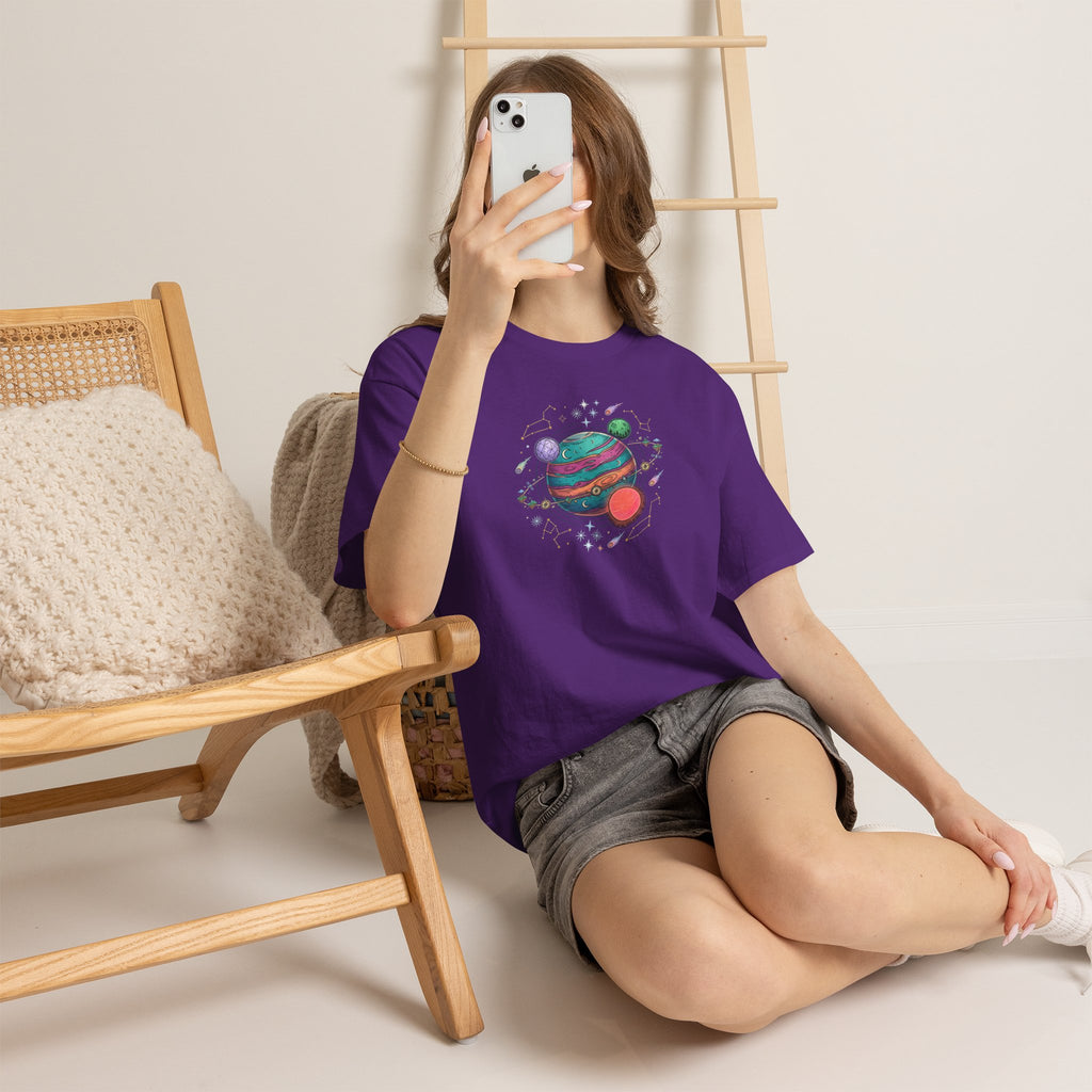 Planetary Watercolor Tee — Colorful Space Graphic T-Shirt