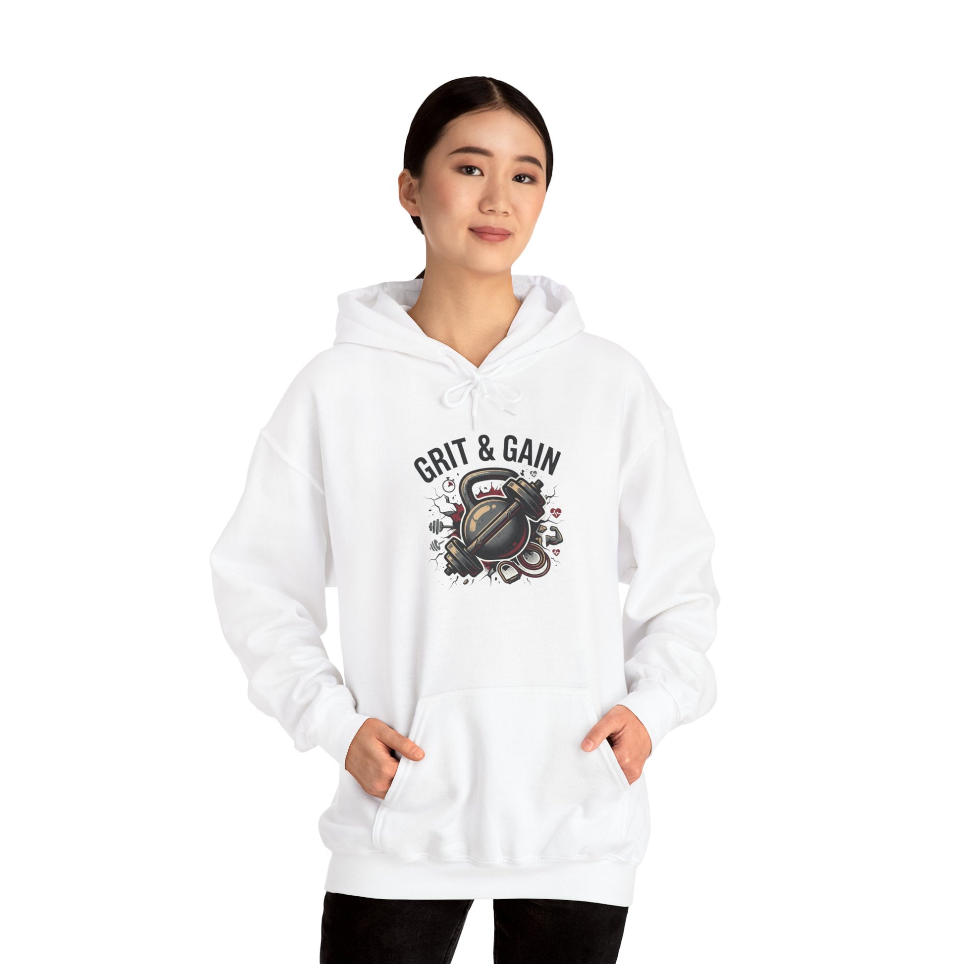 Grit & Gain Weightlifting Hoodie — Motivational Gym Pullover for Lifters