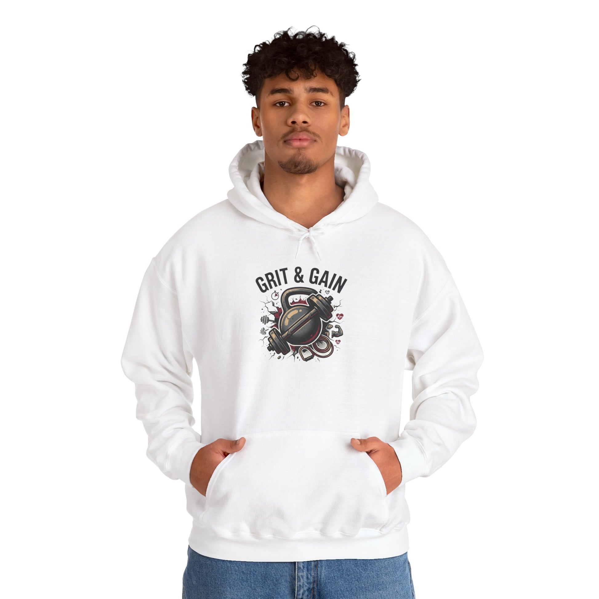Grit & Gain Weightlifting Hoodie — Motivational Gym Pullover for Lifters