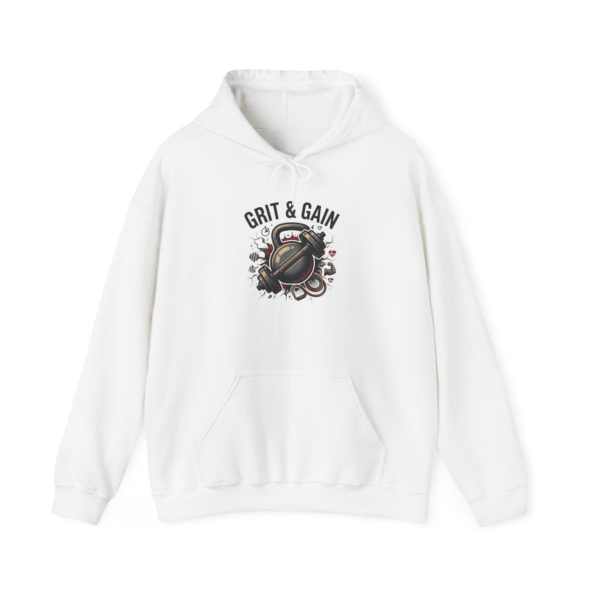 Grit & Gain Weightlifting Hoodie — Motivational Gym Pullover for Lifters