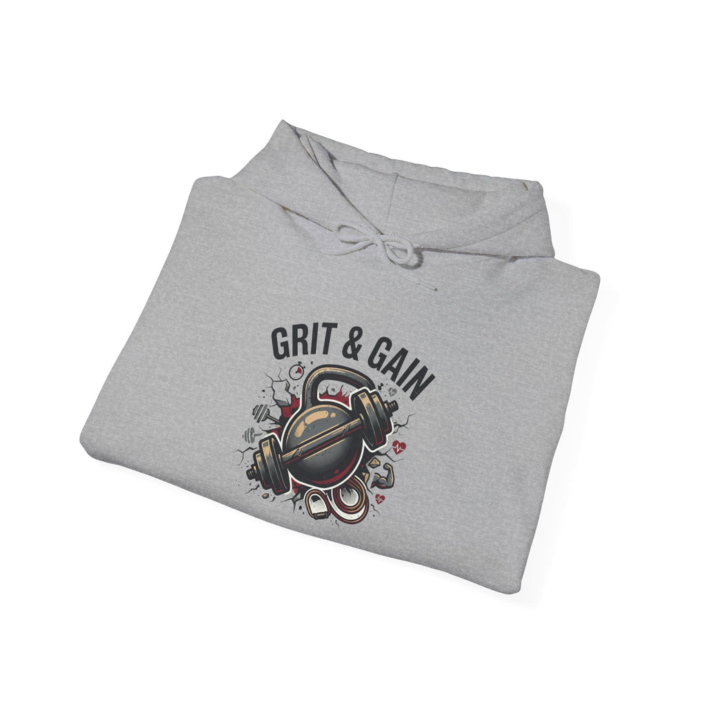 Grit & Gain Weightlifting Hoodie — Motivational Gym Pullover for Lifters
