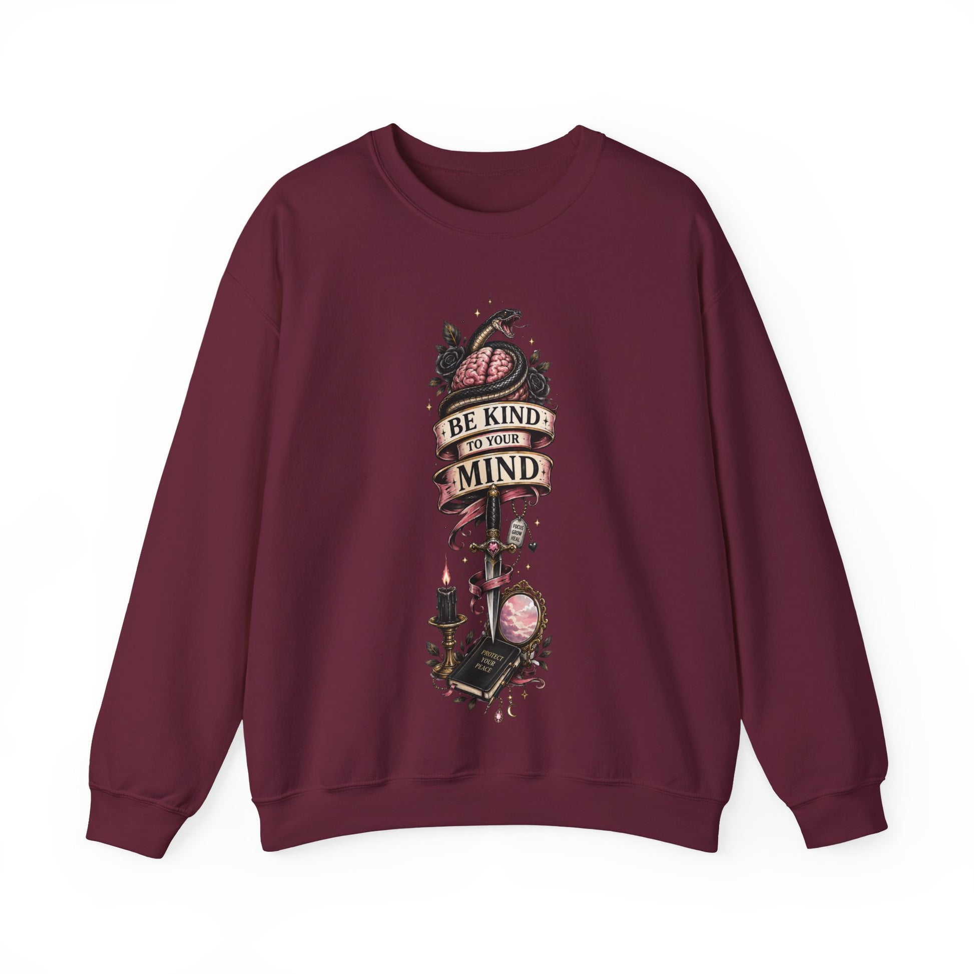 Be Kind to Your Mind Crewneck Sweatshirt | Mental Health Gift | Floral Tattoo Design