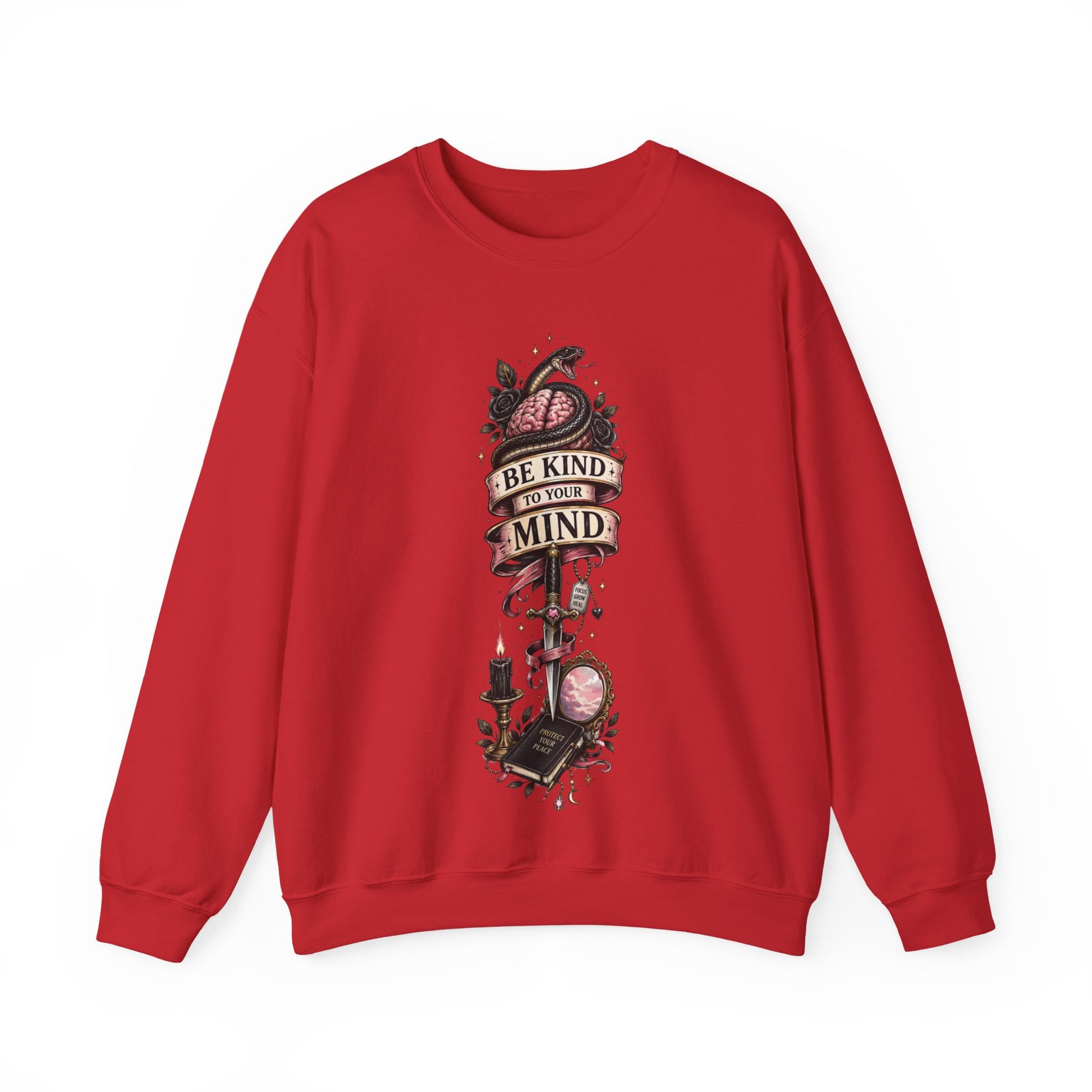 Be Kind to Your Mind Crewneck Sweatshirt | Mental Health Gift | Floral Tattoo Design