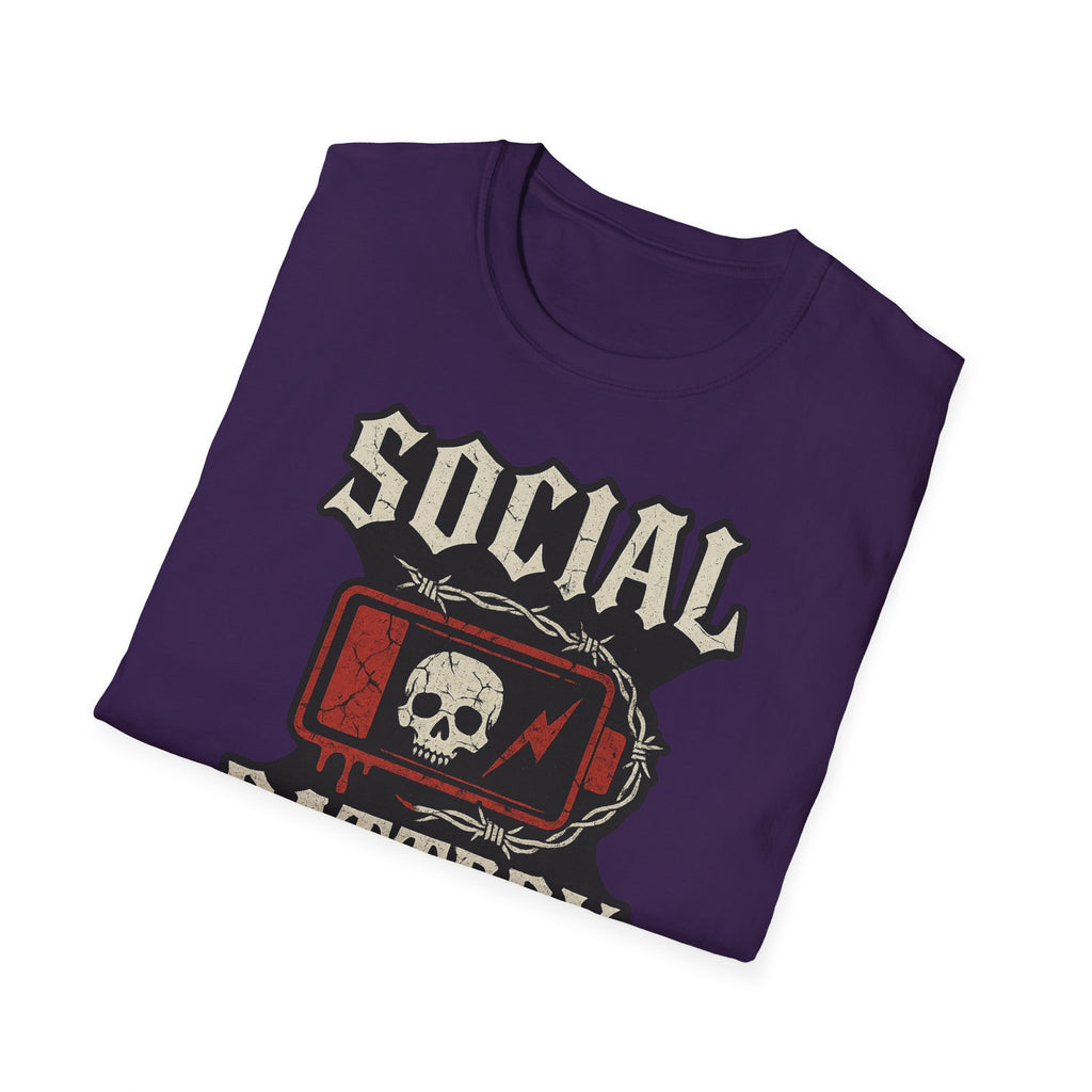 Social Battery Unisex T‑Shirt — Skull Low Battery Graphic Tee