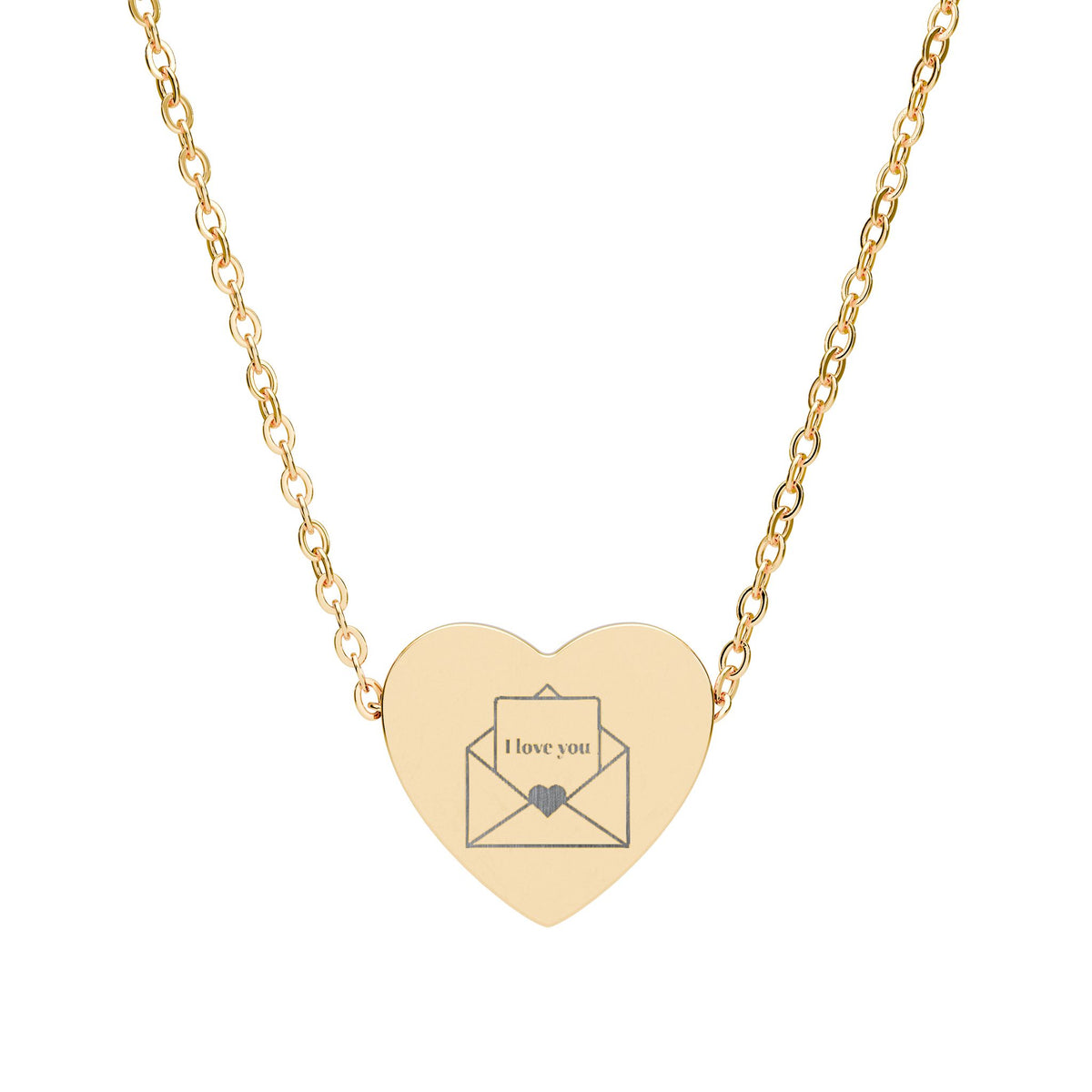 Engraved Heart Necklace Envelope Necklace — Love Letter Pendant - Meaningful Gift For Her