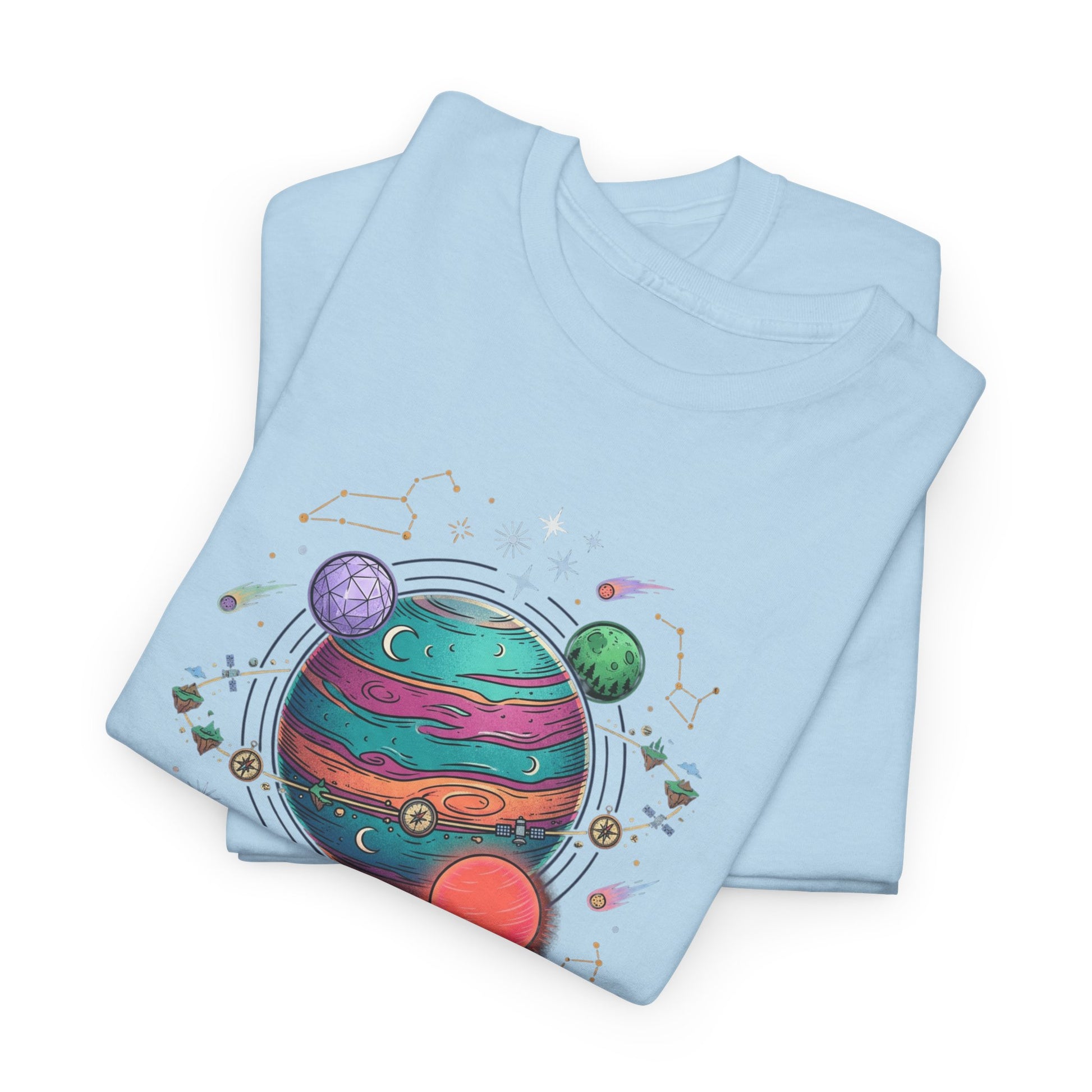 Planetary Watercolor Tee — Colorful Space Graphic T-Shirt