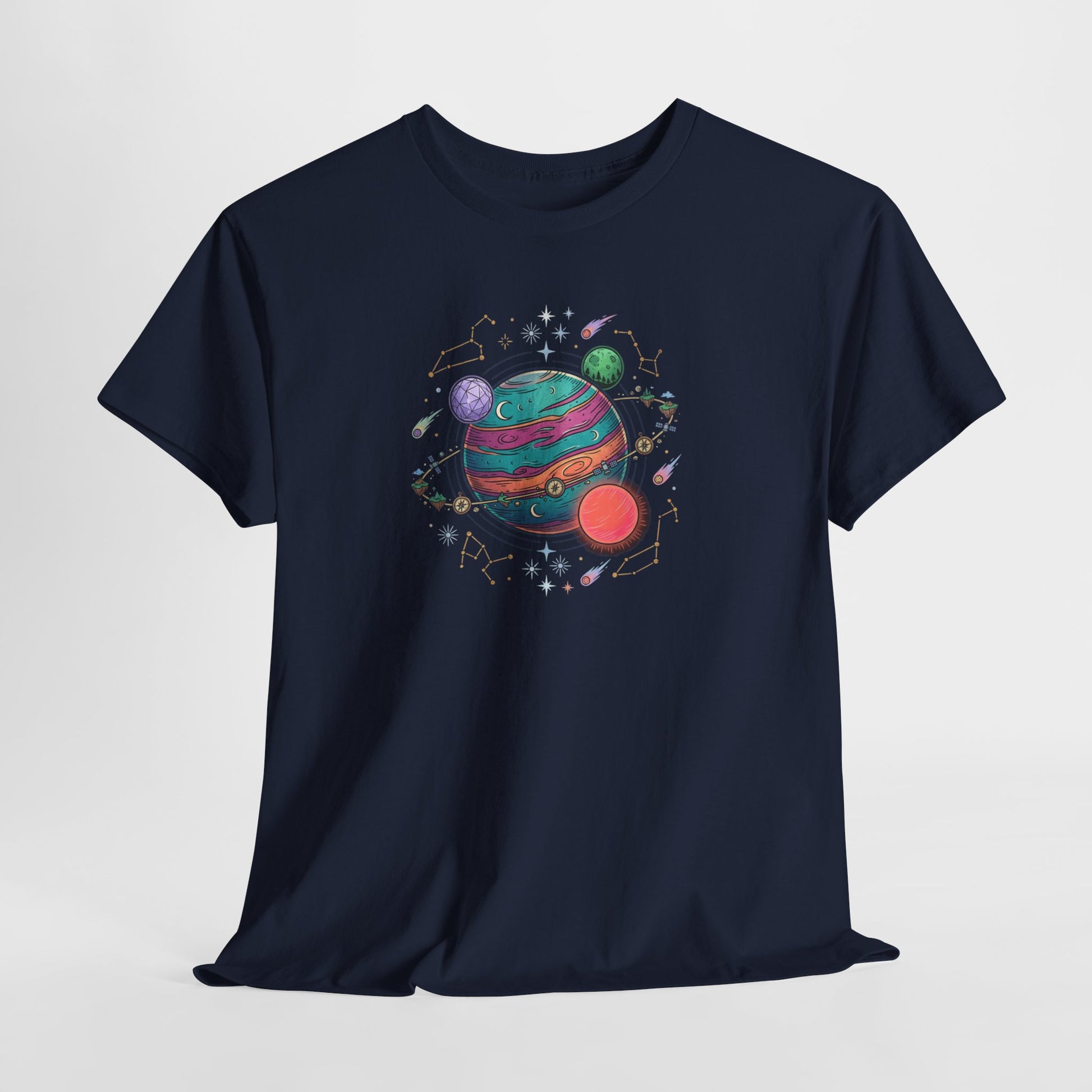 Planetary Watercolor Tee — Colorful Space Graphic T-Shirt