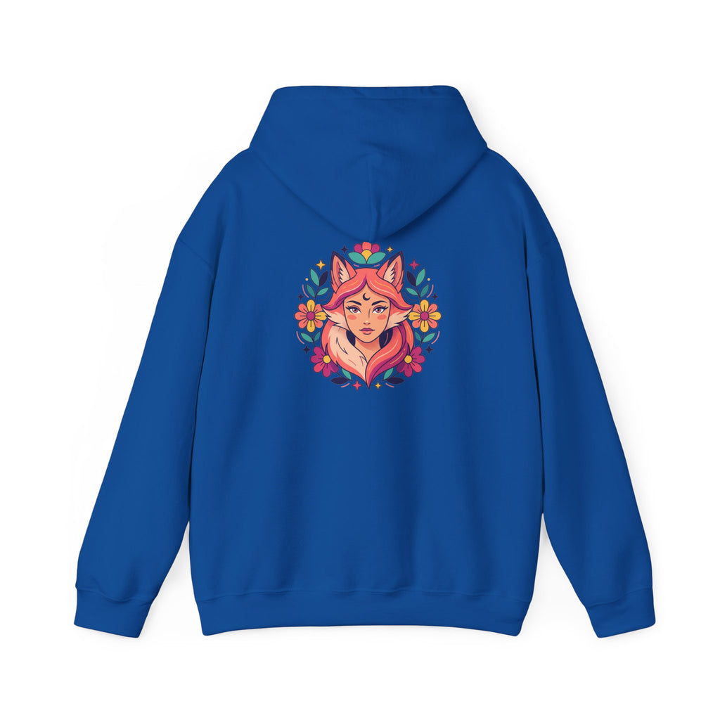 Wild Heart Free Spirit Floral Goddess Fox Hoodie - Front and Back Design