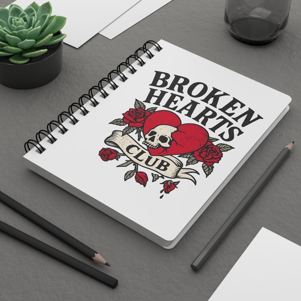 Broken Hearts Club Spiral Notebook – Gothic Tattoo Aesthetic Journal