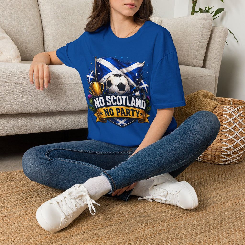 Football World Cup T‑Shirt — 'No Scotland No Party' Soccer Scotland Flag Tee