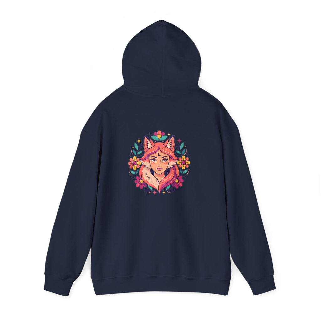 Wild Heart Free Spirit Floral Goddess Fox Hoodie - Front and Back Design