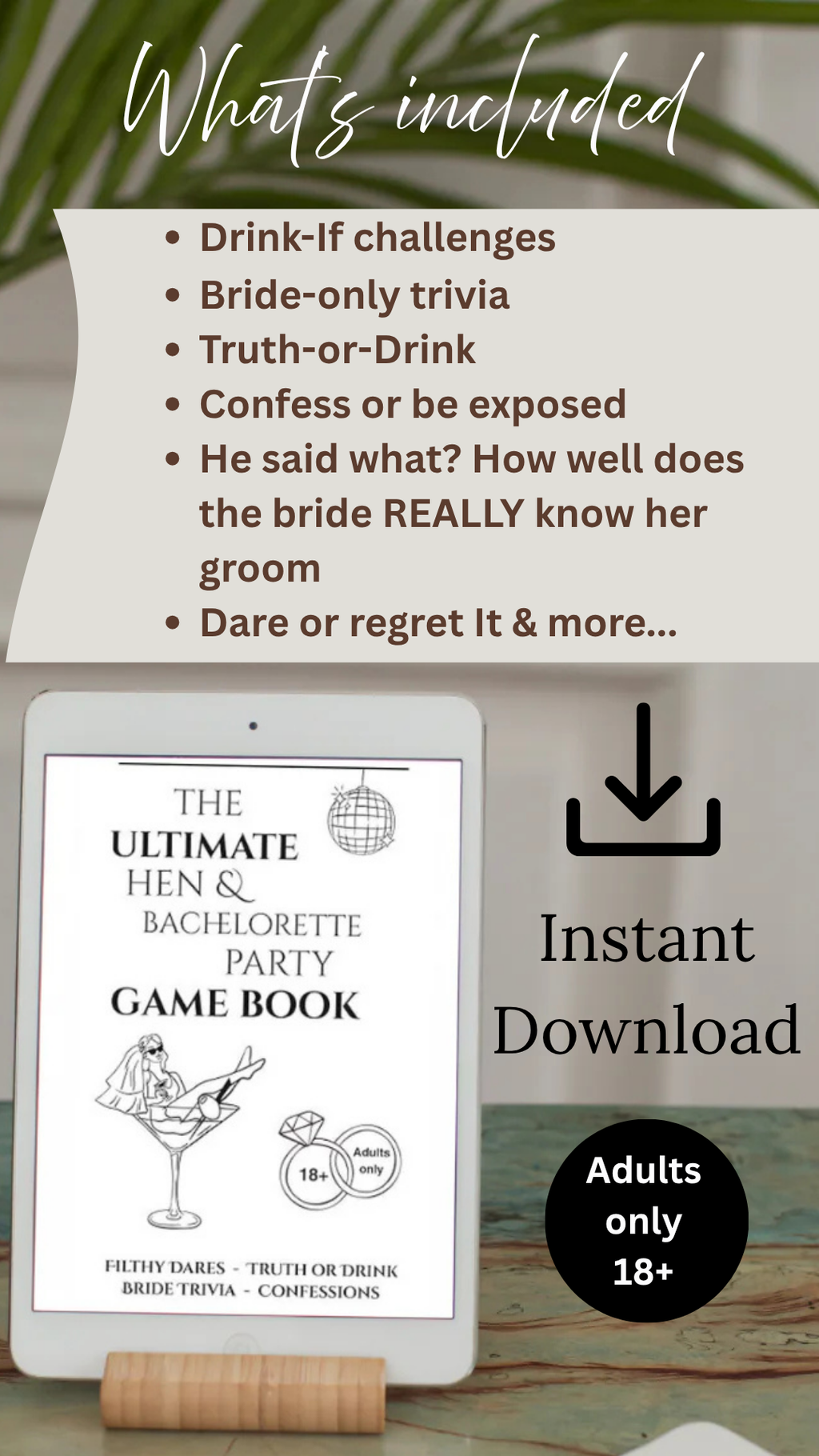 The Ultimate Hen & Bachelorette Party Game Book: Wild Truth-or-Drink, Dares, Bride Trivia & Confessions - DIGITAL DOWNLOAD