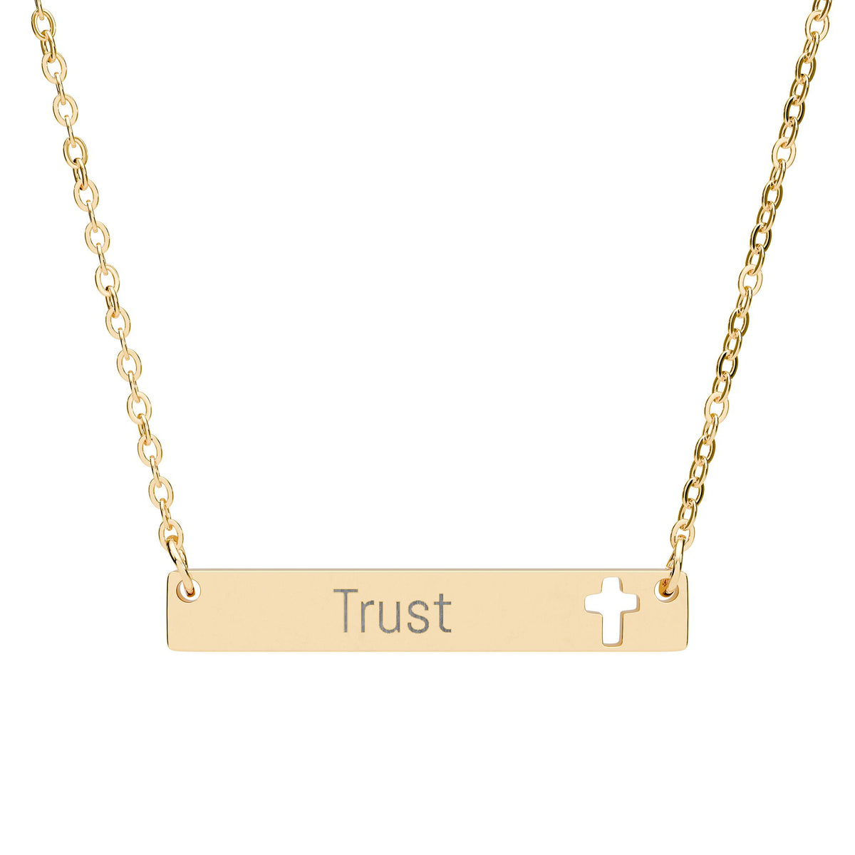 Personalised Cross Bar Necklace – Custom Christian Name, Bible Verse or Faith Message | Engraved Cross Necklace Gift