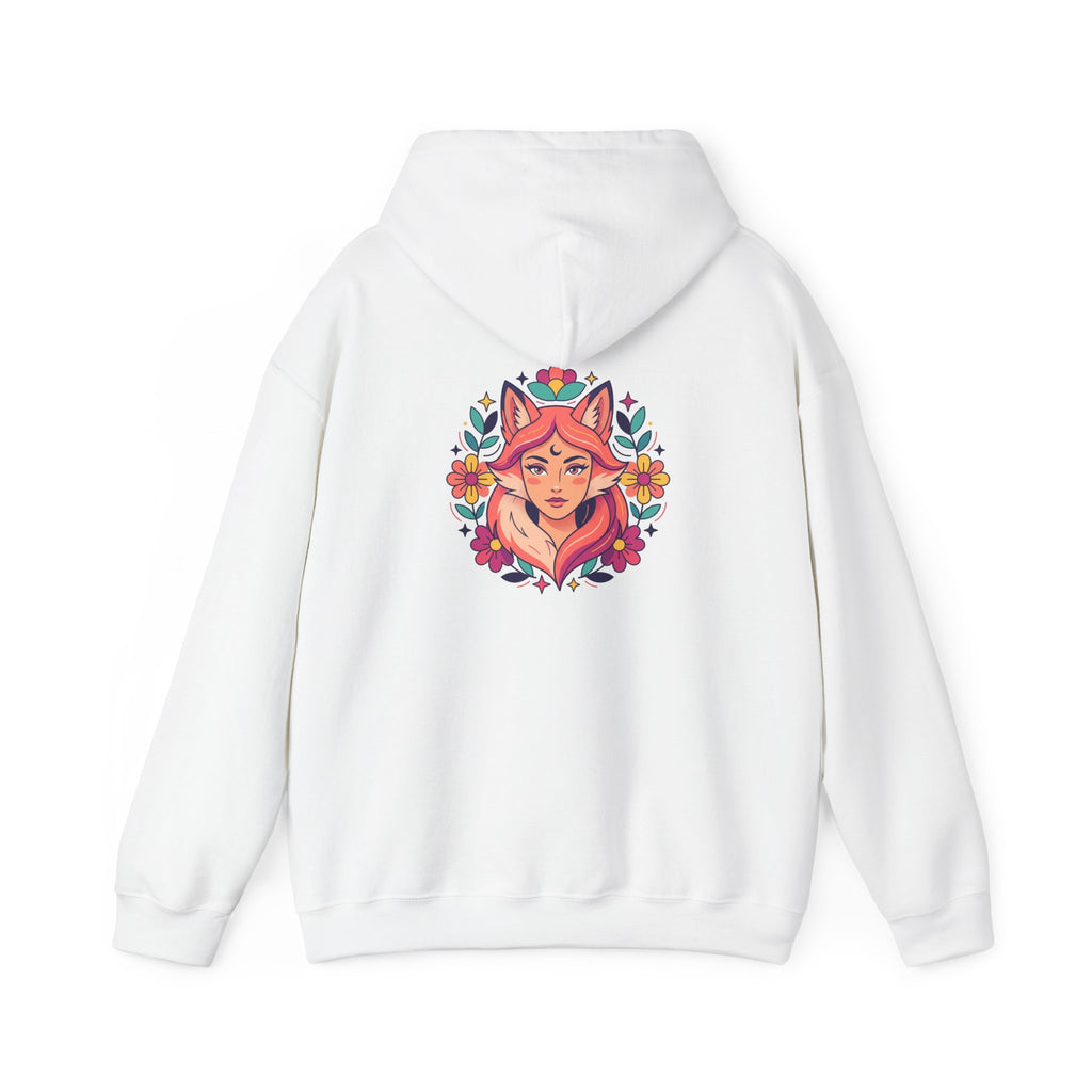 Wild Heart Free Spirit Floral Goddess Fox Hoodie - Front and Back Design