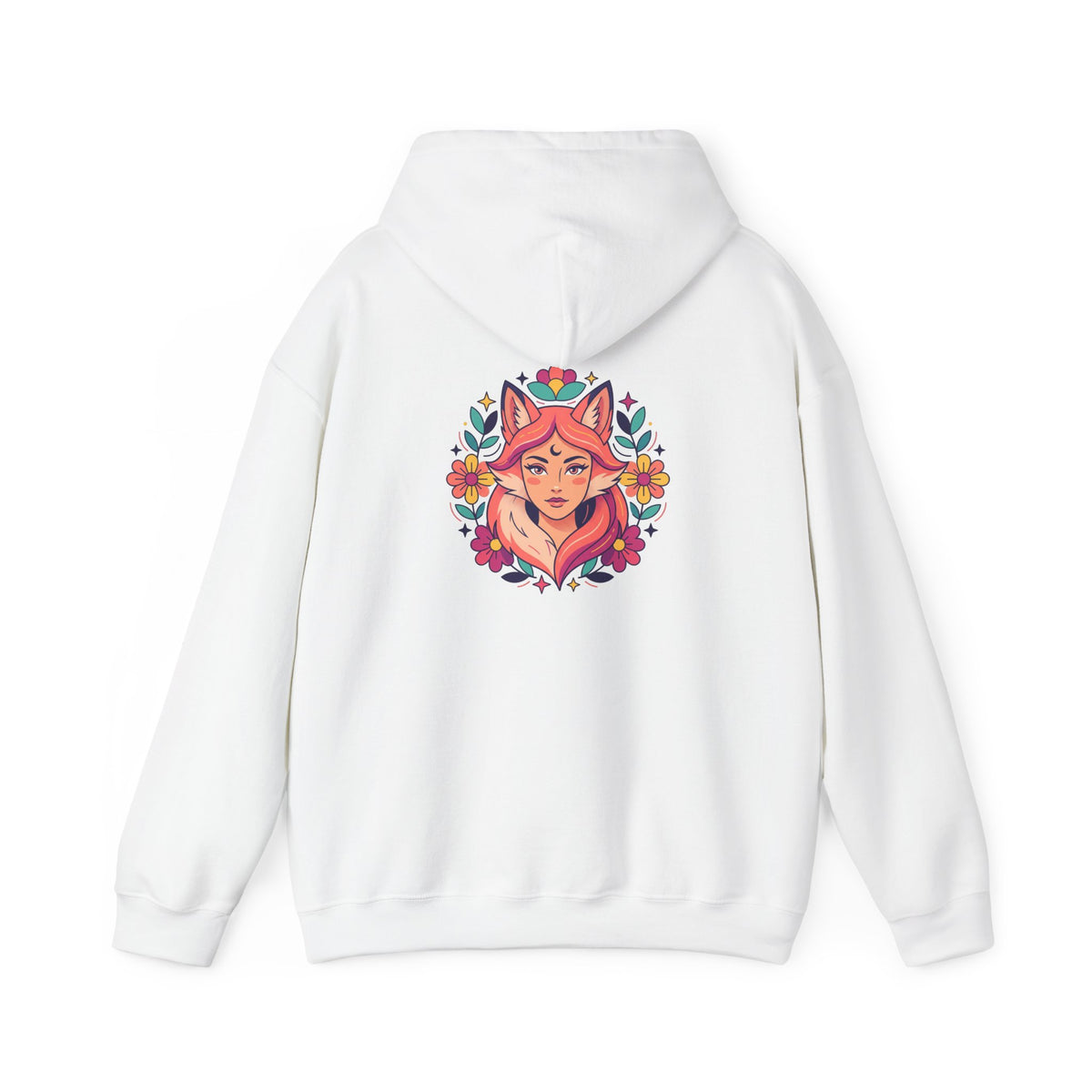 Wild Heart Free Spirit Floral Goddess Fox Hoodie - Front and Back Design