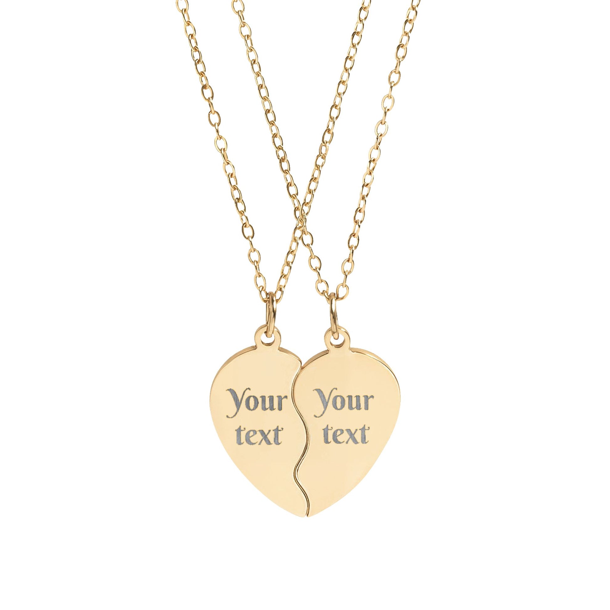 Personalised Break Apart Heart Necklace Set – Custom Best Friend, BFF, Couple, Mother Daughter, Soul Sister Matching Necklaces, Engraved Stainless Steel Gift