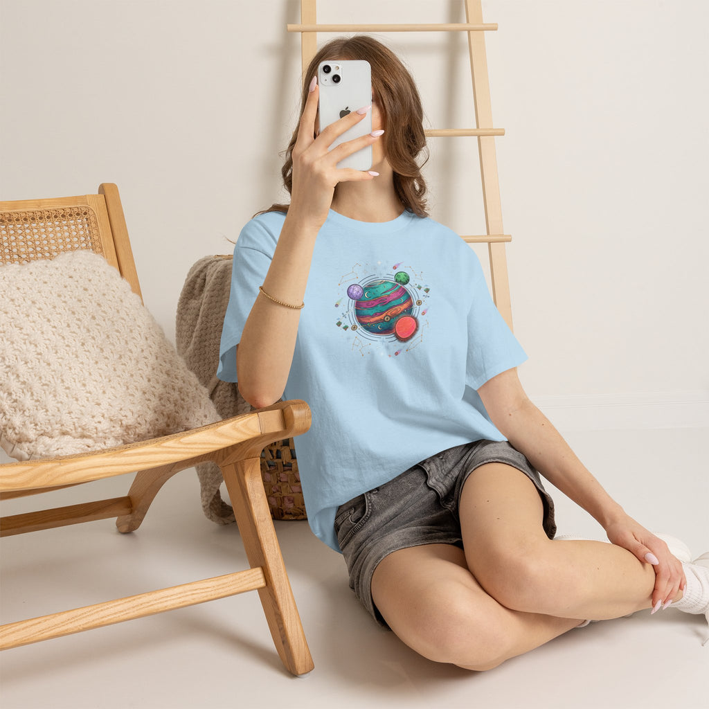 Planetary Watercolor Tee — Colorful Space Graphic T-Shirt