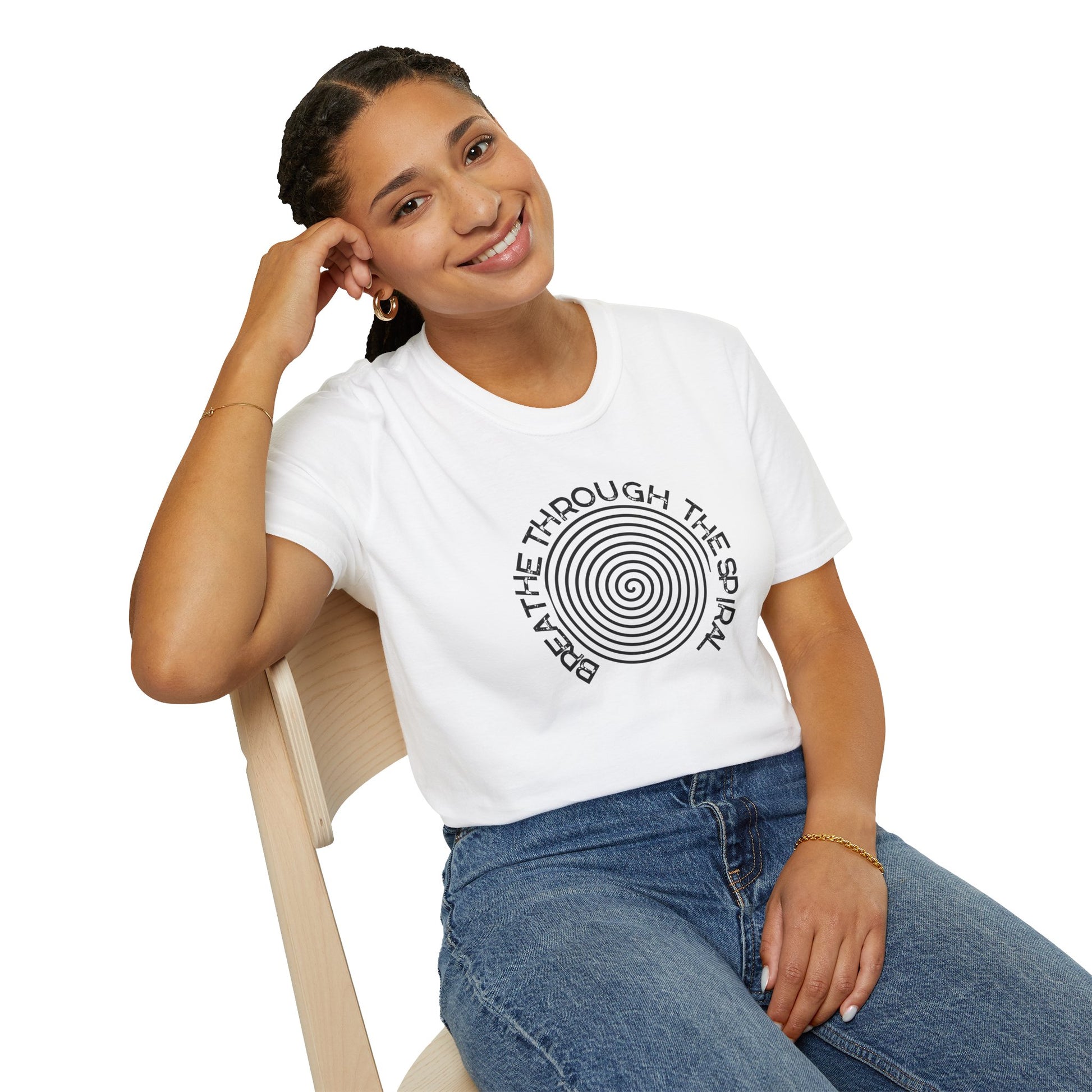 Mental Health Breathe Through the Spiral T-Shirt — Mindful Spiral Graphic Tee for Meditation & Relaxation