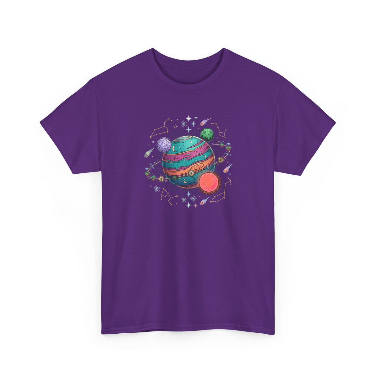 Planetary Watercolor Tee — Colorful Space Graphic T-Shirt