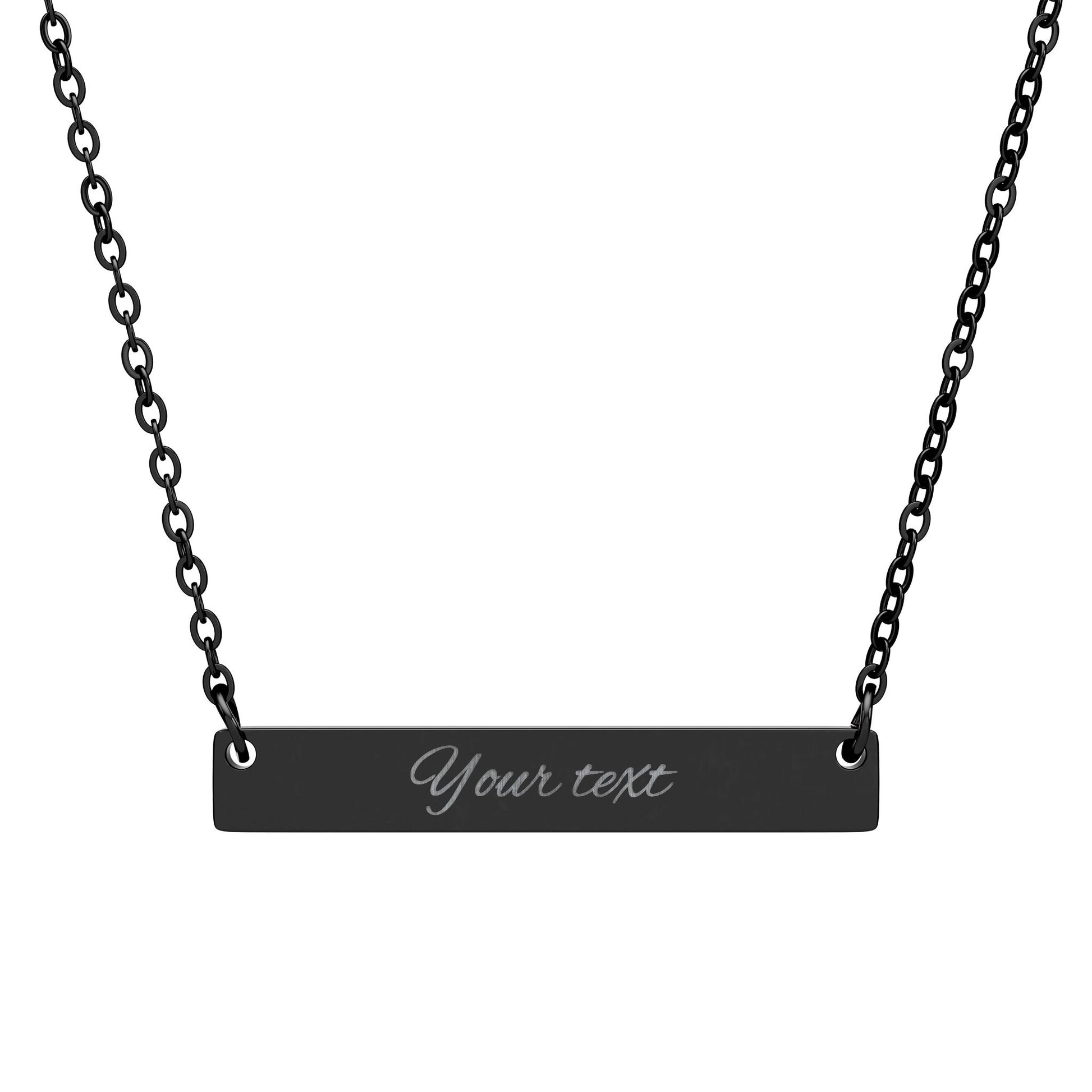 Personalised Horizontal Bar Necklace – Live Preview Custom Name Necklace | Engraved Nameplate Gift in Gold, Silver, Rose Gold & Black