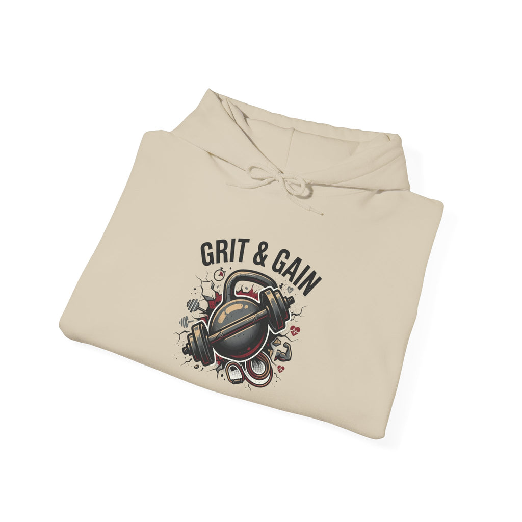 Grit & Gain Weightlifting Hoodie — Motivational Gym Pullover for Lifters
