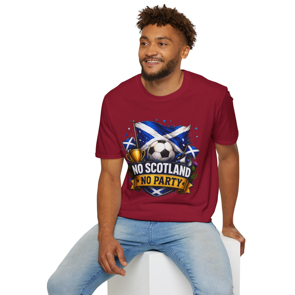 Football World Cup T‑Shirt — 'No Scotland No Party' Soccer Scotland Flag Tee