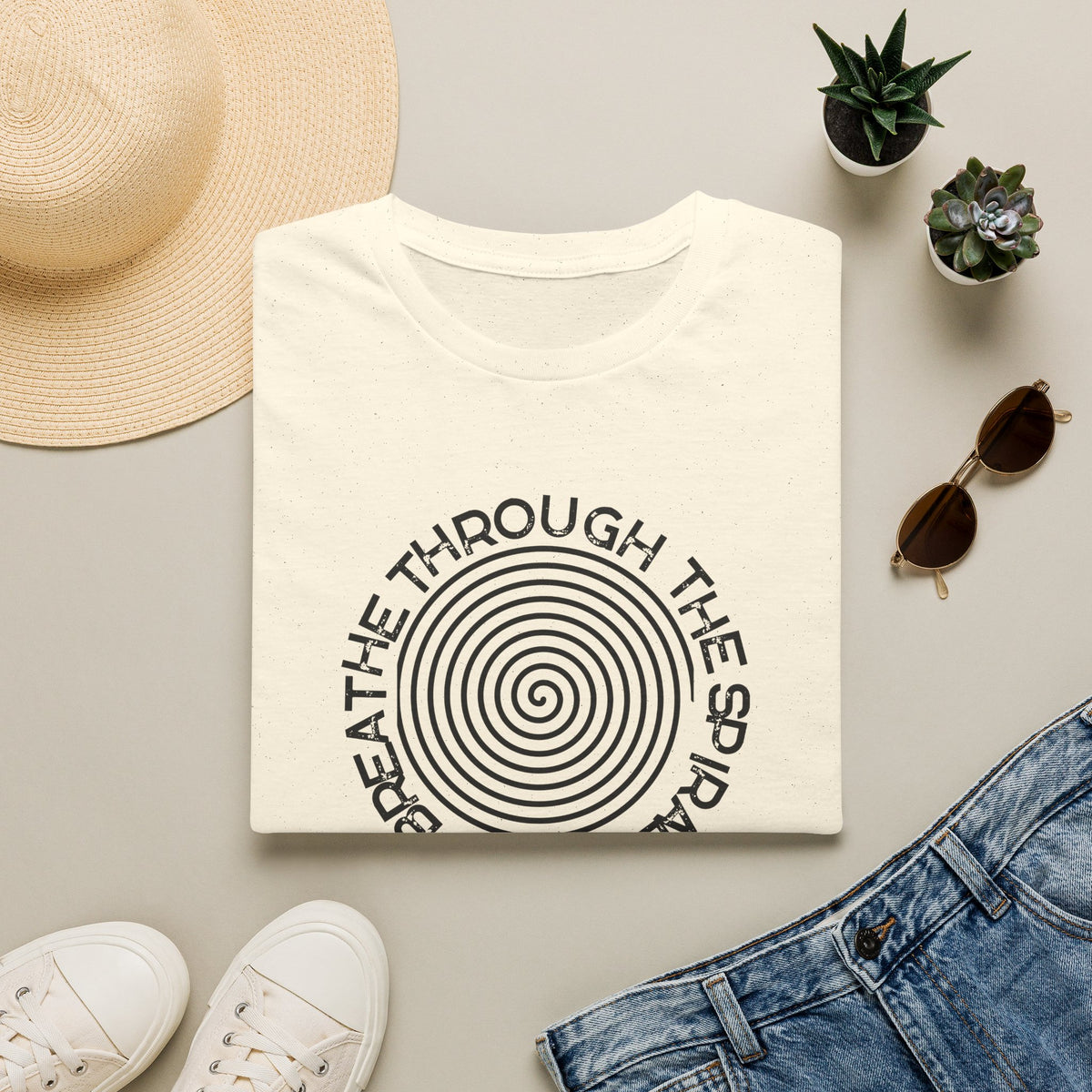 Mental Health Breathe Through the Spiral T-Shirt — Mindful Spiral Graphic Tee for Meditation & Relaxation
