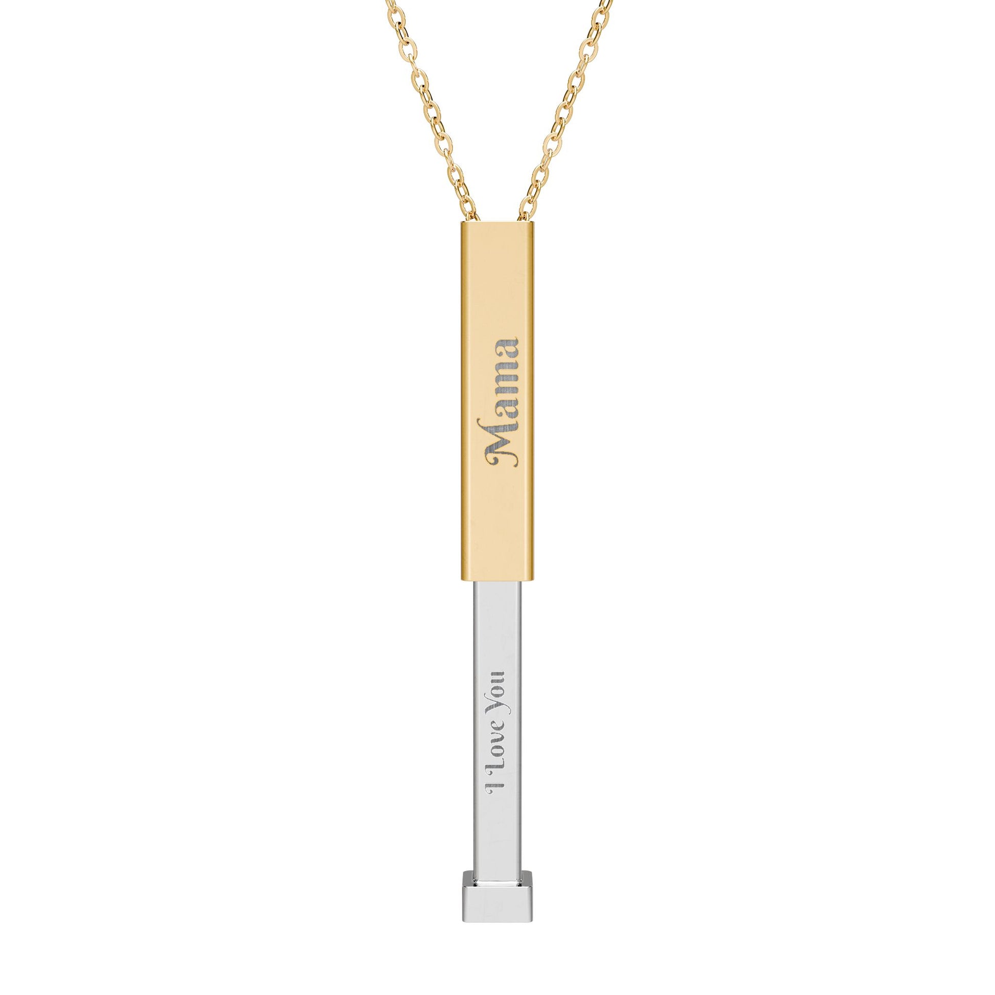 Mama Hidden Message Necklace – I Love You - Sliding Bar Pendant with Secret Engraving | Mother’s Day Gift for Mum