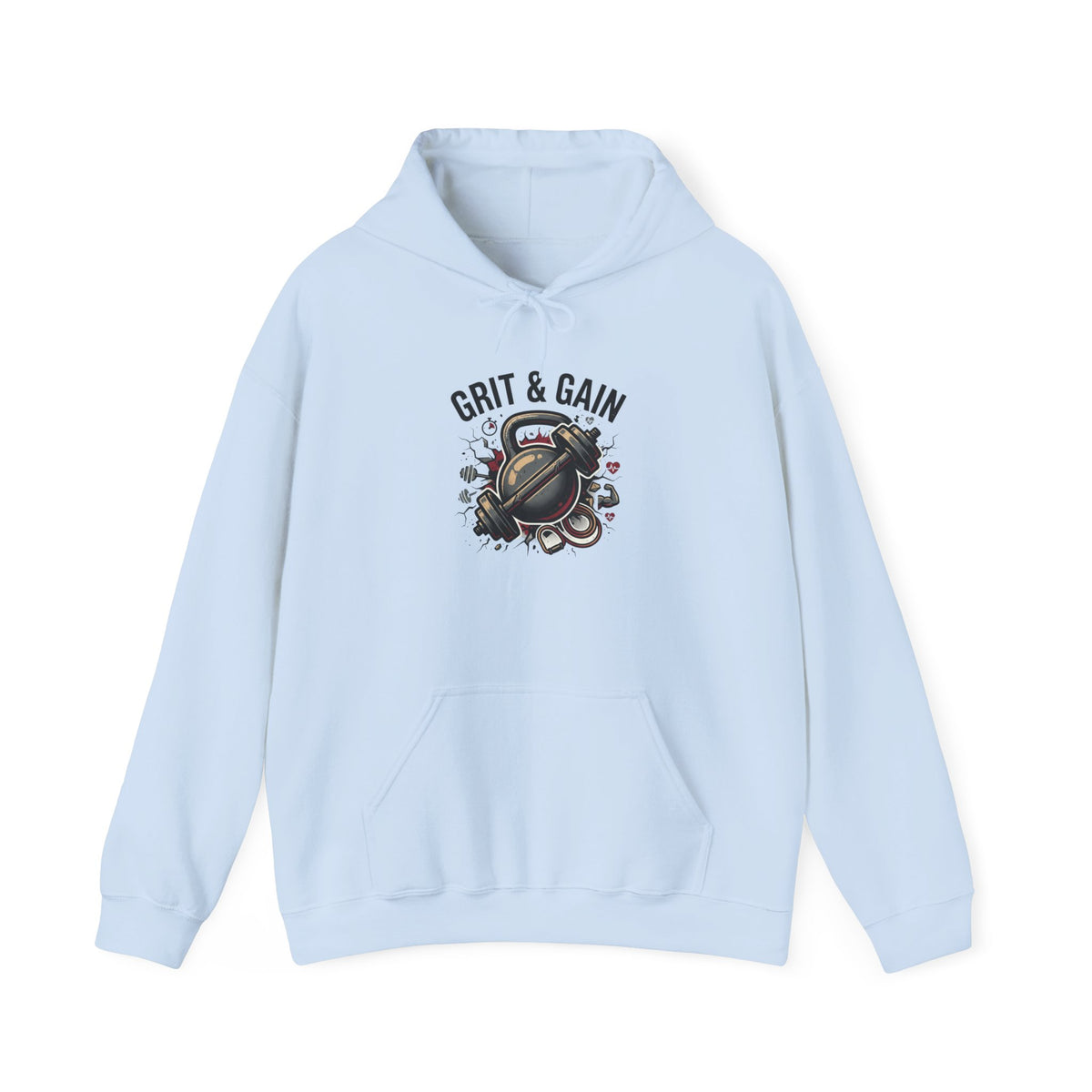 Grit & Gain Weightlifting Hoodie — Motivational Gym Pullover for Lifters