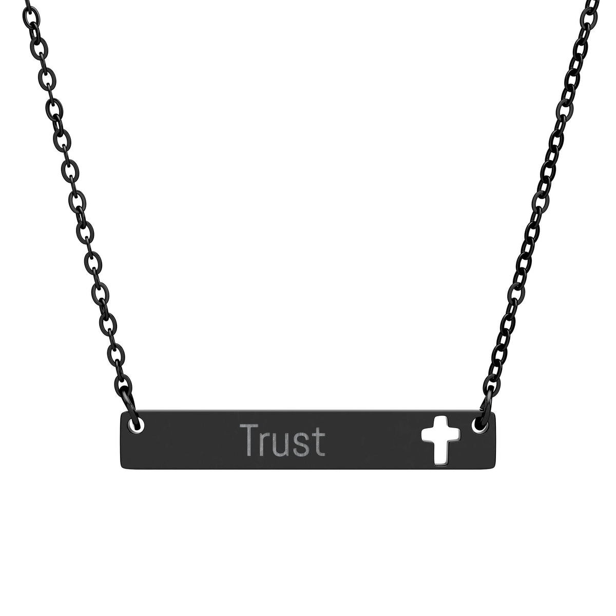 Personalised Cross Bar Necklace – Custom Christian Name, Bible Verse or Faith Message | Engraved Cross Necklace Gift