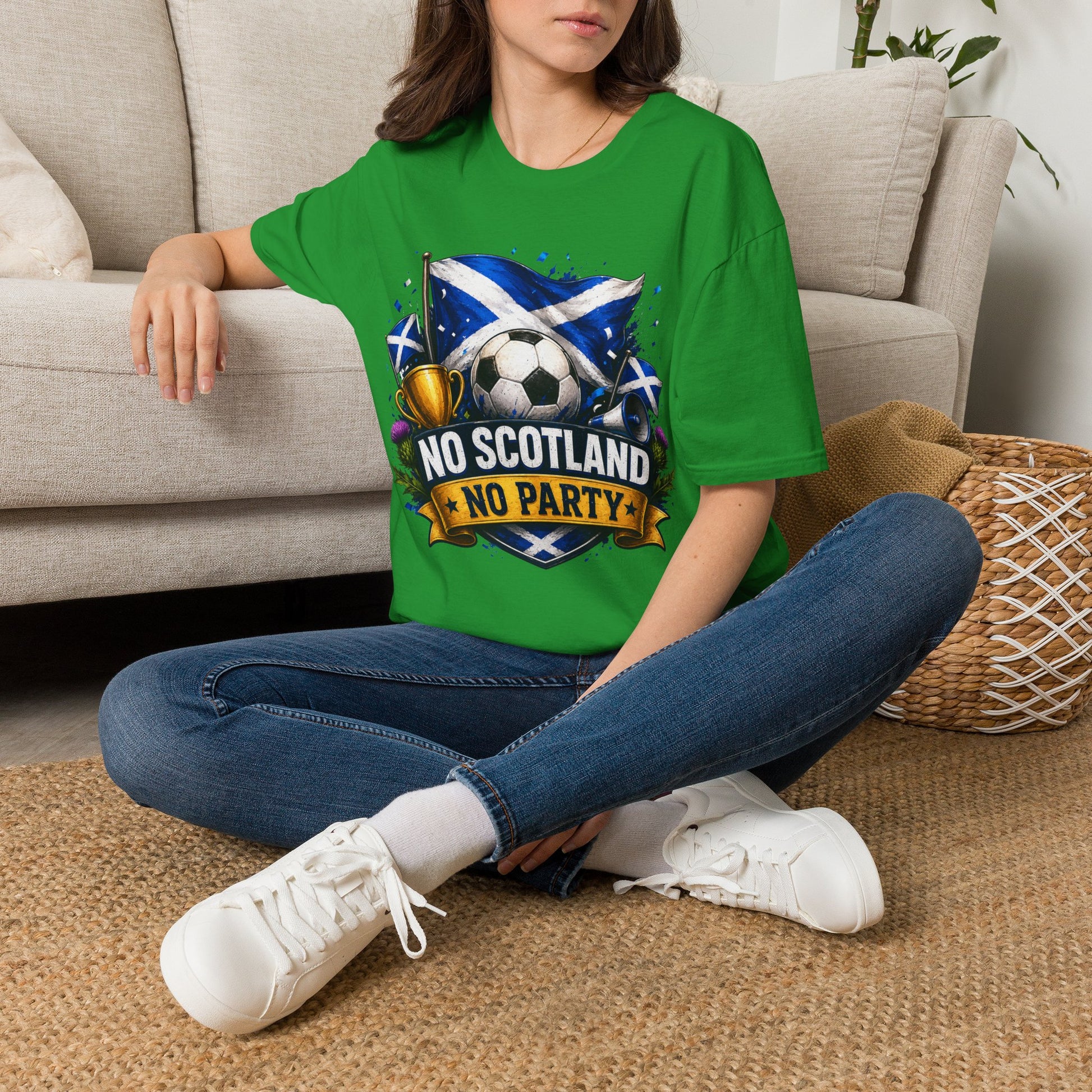 Football World Cup T‑Shirt — 'No Scotland No Party' Soccer Scotland Flag Tee