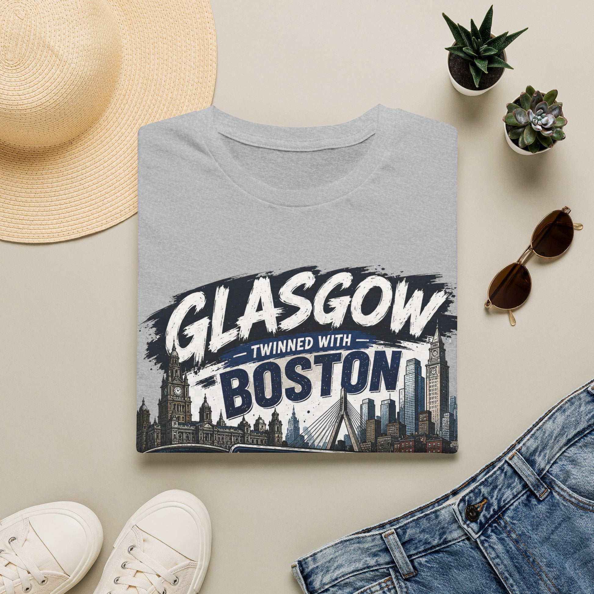 Glasgow Twinned With Boston T-Shirt — 'Tartan Army' City Skyline Tee