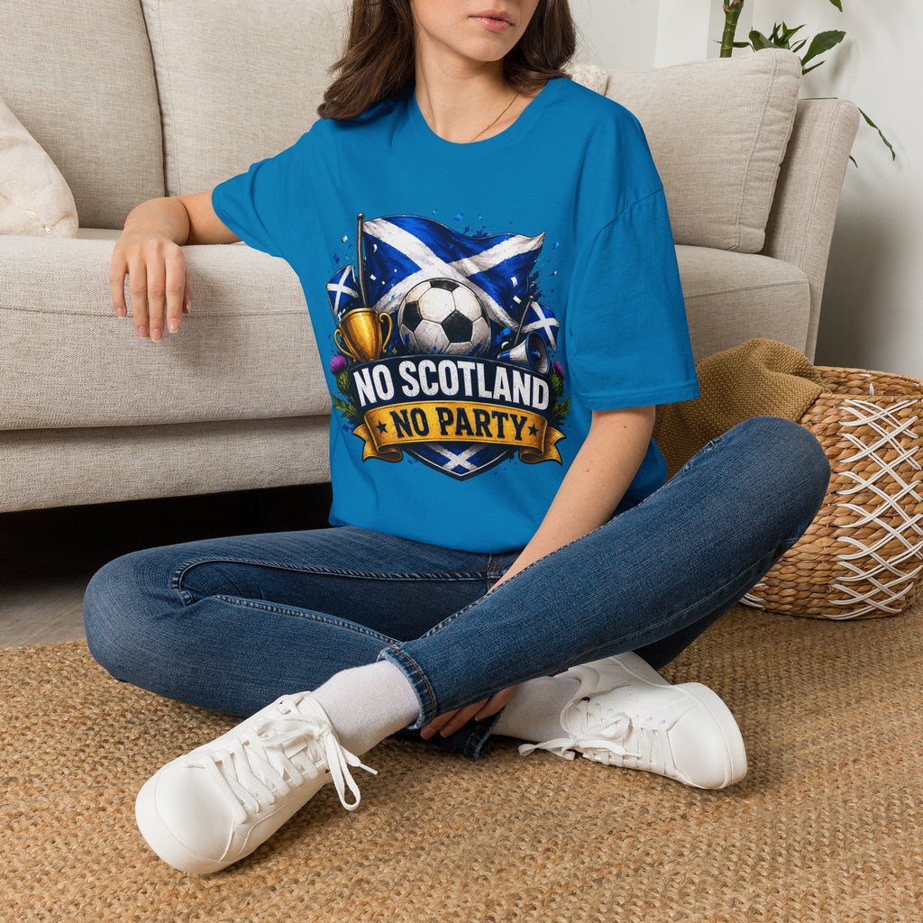 Football World Cup T‑Shirt — 'No Scotland No Party' Soccer Scotland Flag Tee