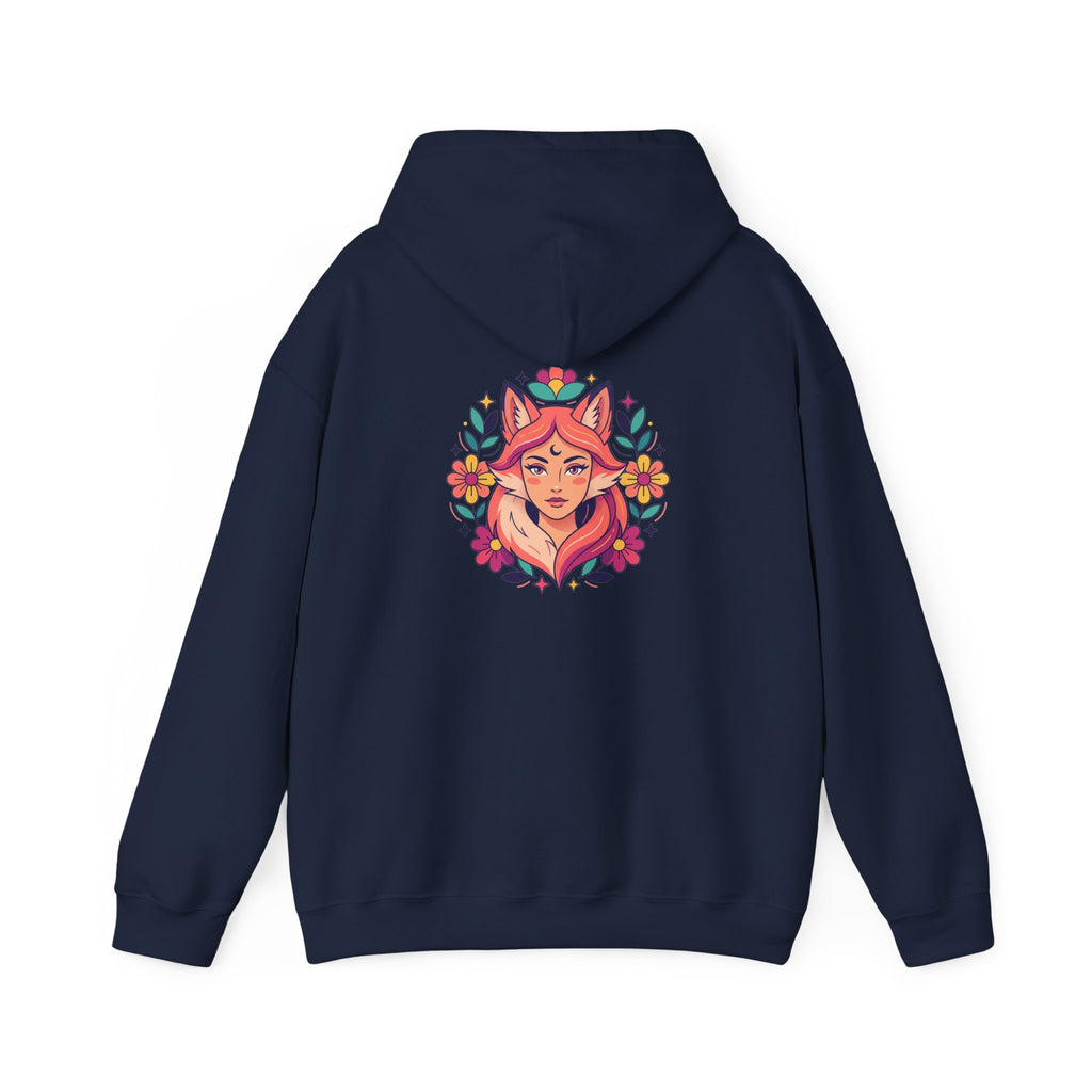 Wild Heart Free Spirit Floral Goddess Fox Hoodie - Front and Back Design