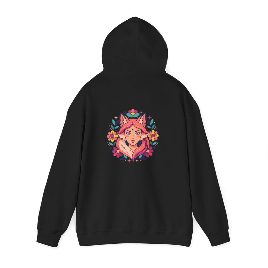 Wild Heart Free Spirit Floral Goddess Fox Hoodie - Front and Back Design