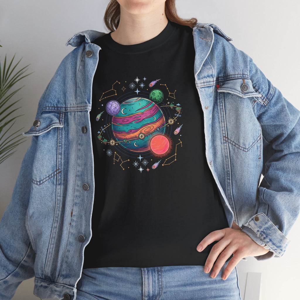 Planetary Watercolor Tee — Colorful Space Graphic T-Shirt