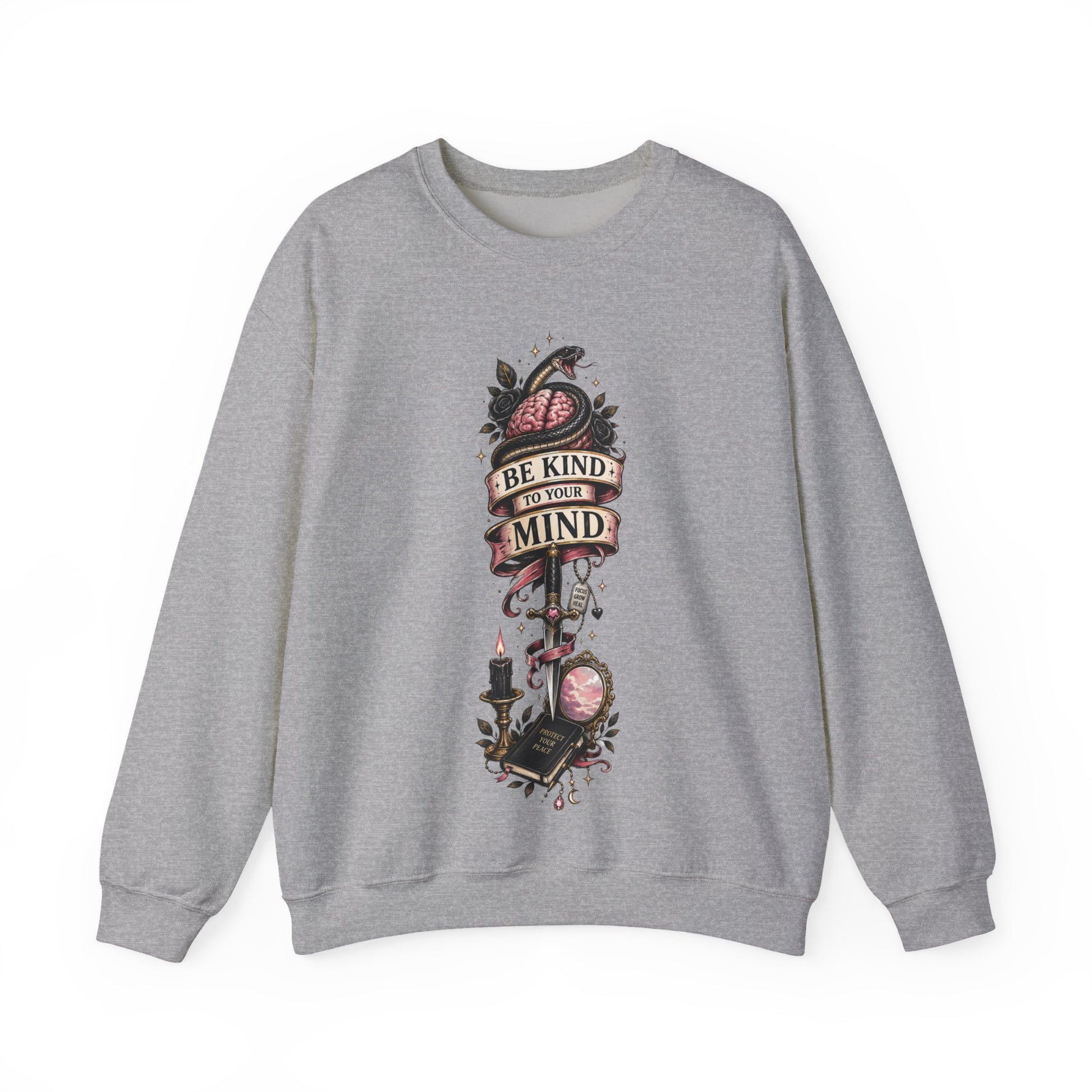 Be Kind to Your Mind Crewneck Sweatshirt | Mental Health Gift | Floral Tattoo Design