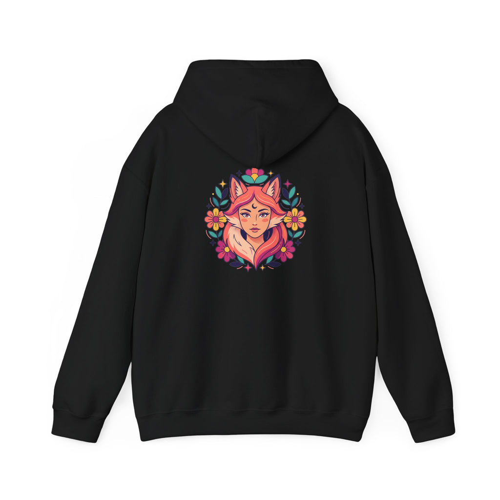 Wild Heart Free Spirit Floral Goddess Fox Hoodie - Front and Back Design