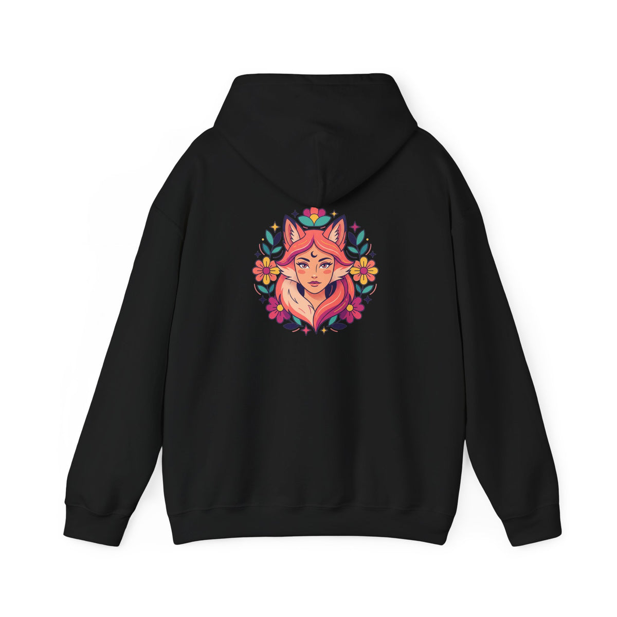 Wild Heart Free Spirit Floral Goddess Fox Hoodie - Front and Back Design