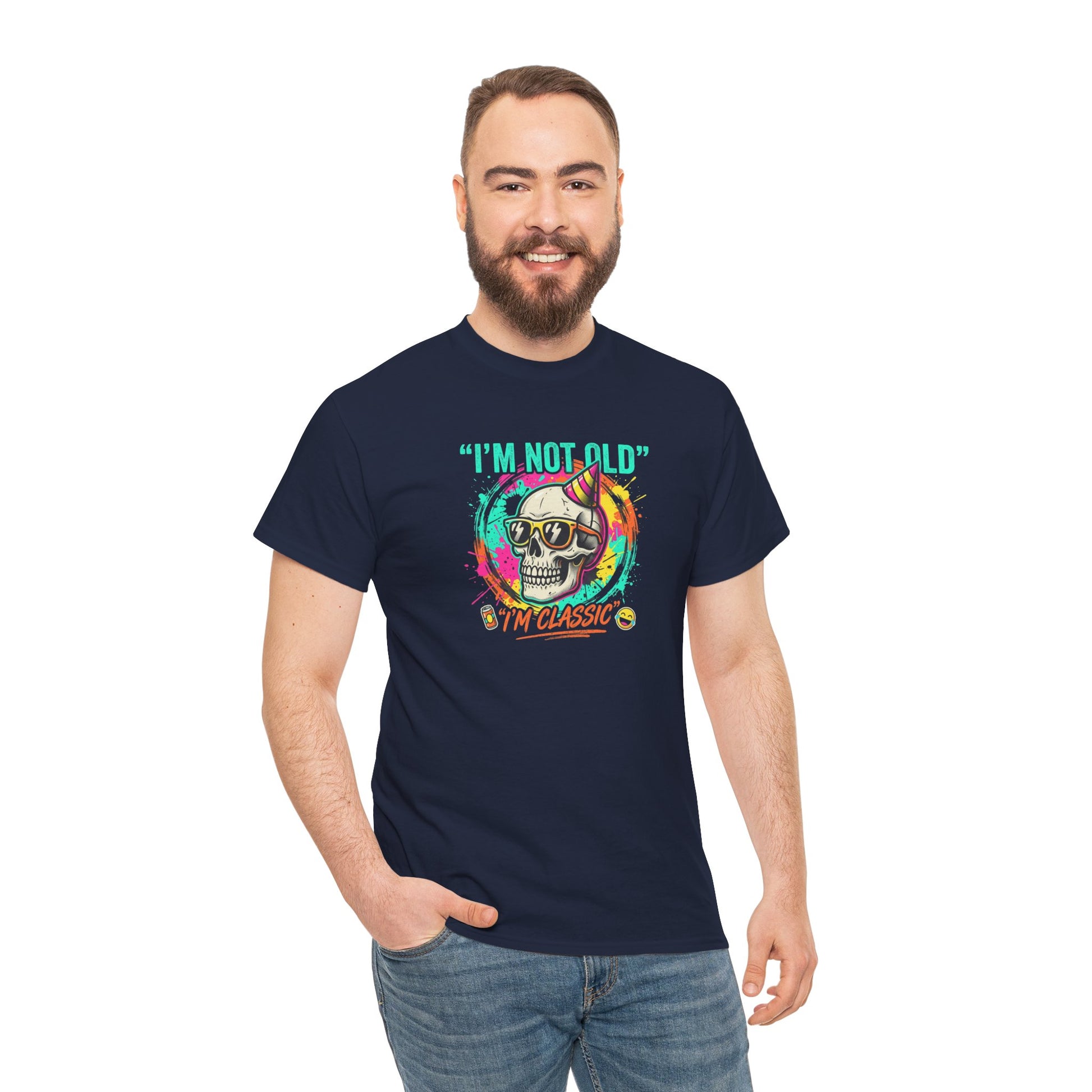 Vintage Skull Tee - "I'm Not Old, I'm Classic" Retro Skull Birthday Shirt