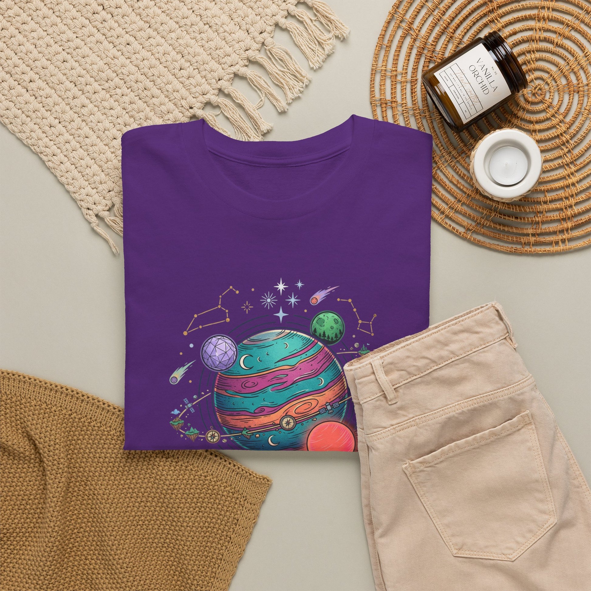 Planetary Watercolor Tee — Colorful Space Graphic T-Shirt
