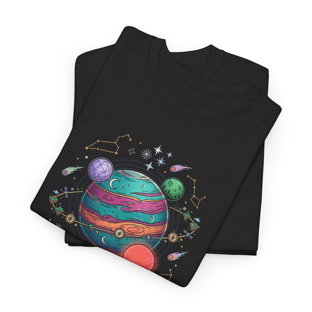 Planetary Watercolor Tee — Colorful Space Graphic T-Shirt