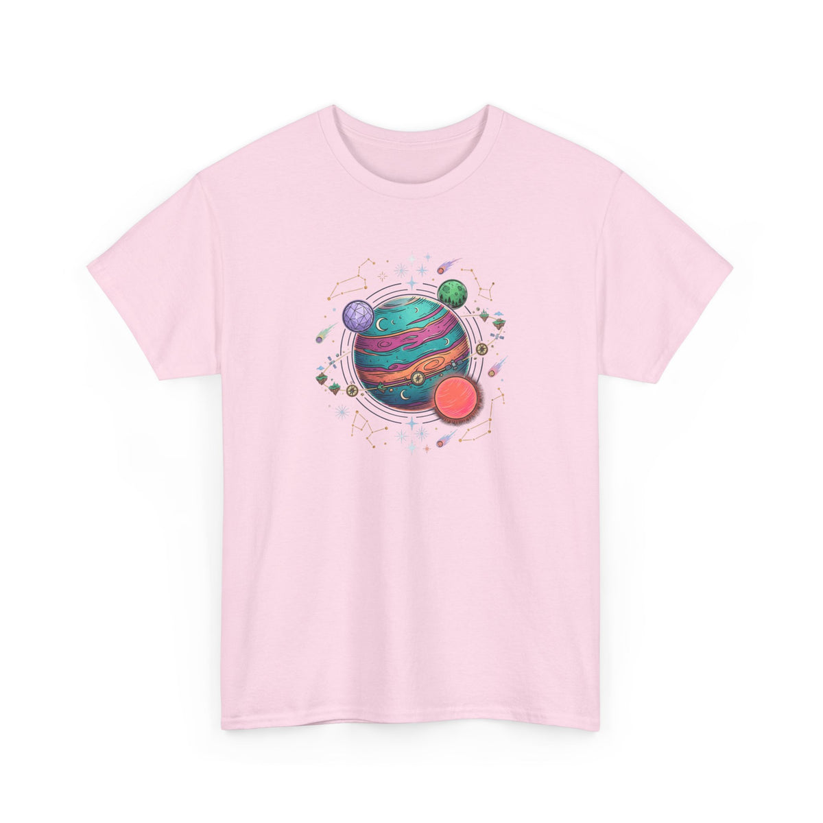 Planetary Watercolor Tee — Colorful Space Graphic T-Shirt
