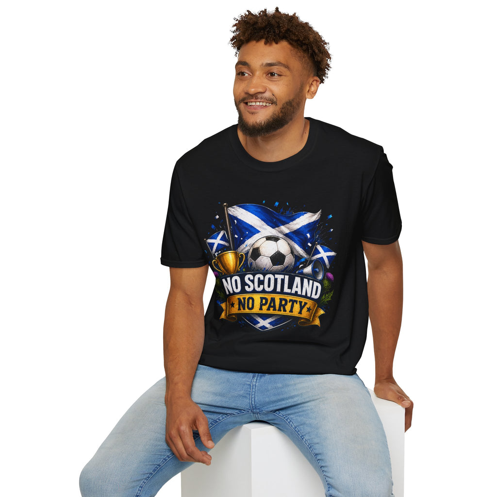 Football World Cup T‑Shirt — 'No Scotland No Party' Soccer Scotland Flag Tee